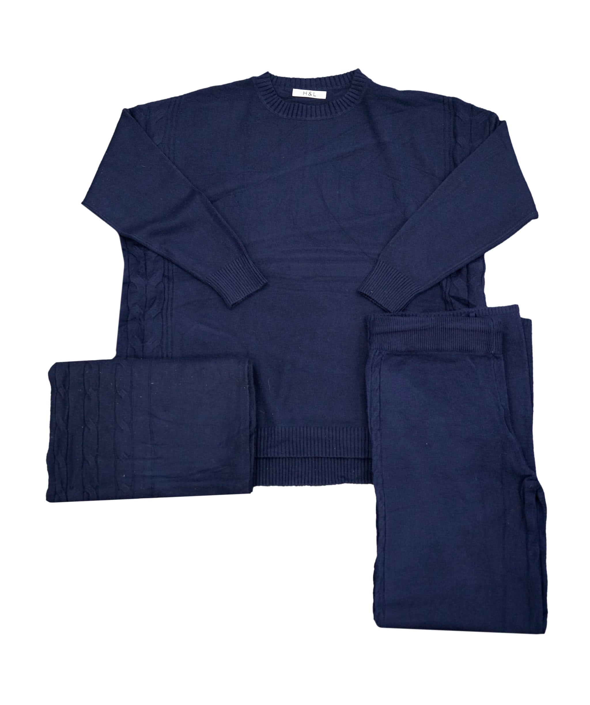 Luxury Promise A117A (Navy) - XL 3 Piece Cashmere Braided Scarf Set AKC0220