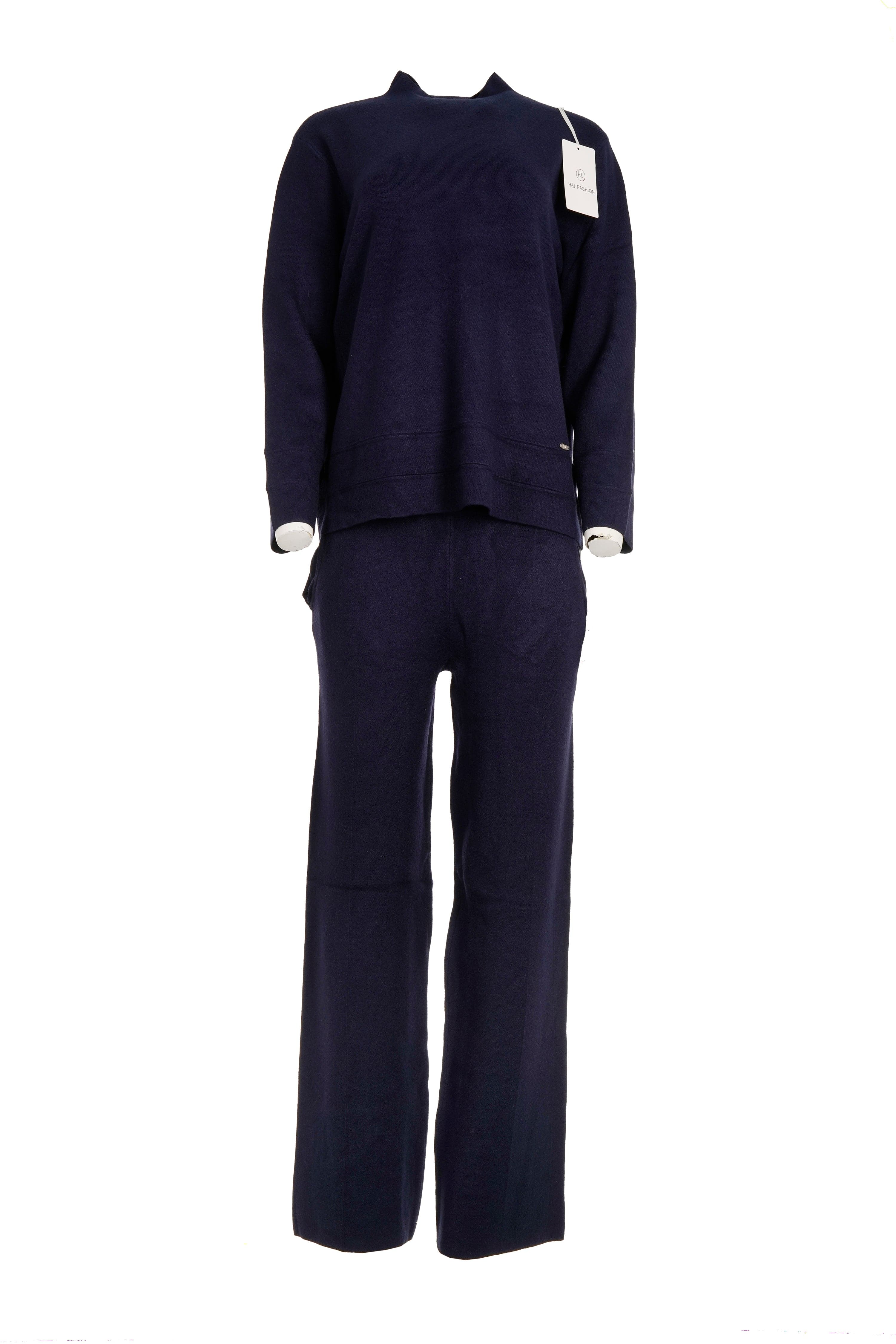 Luxury Promise A129A L/XL NAVY BLUE HIGH NECK CASHMERE BLEND POCKET SET AKC0265