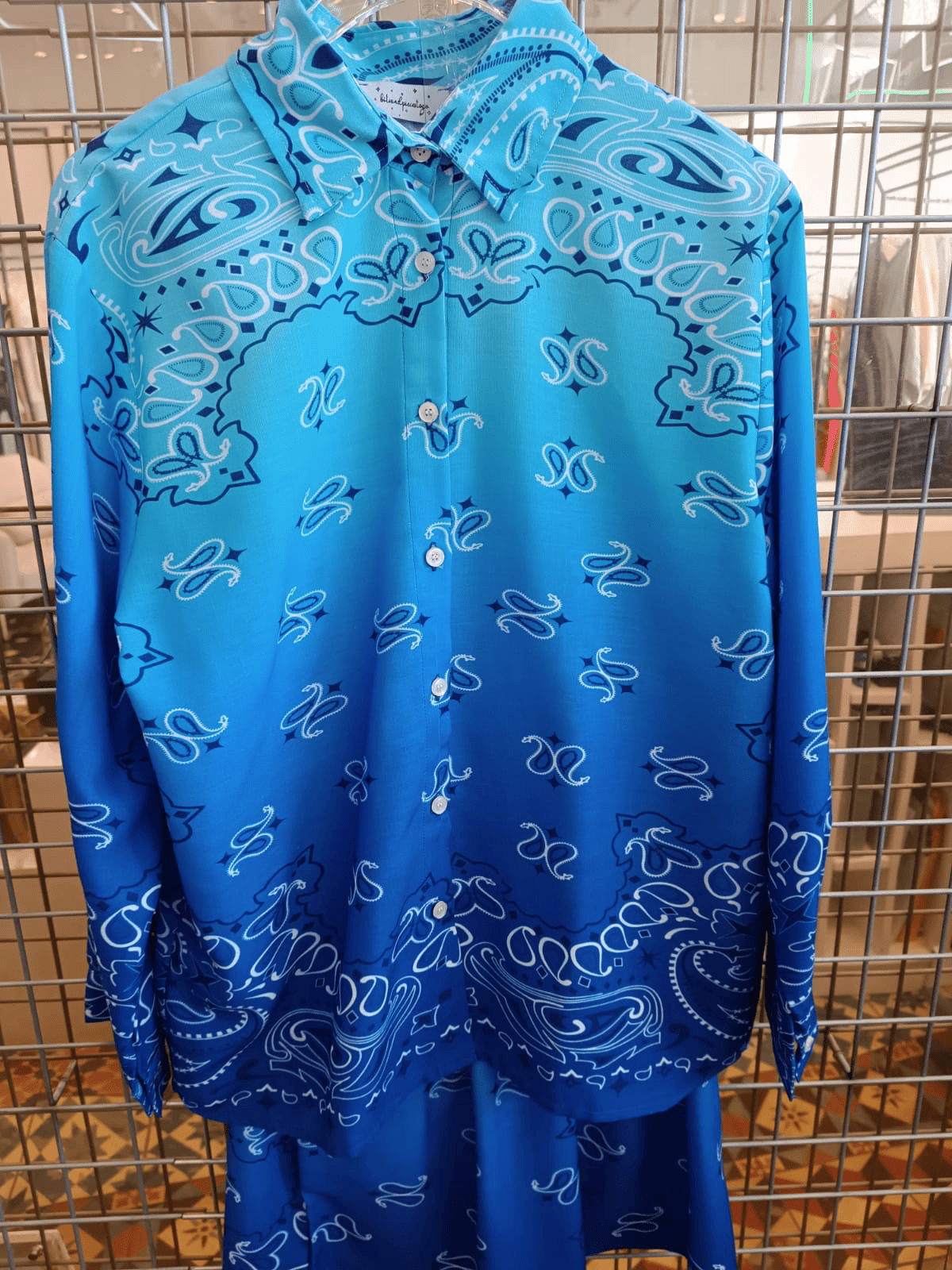 Luxury Promise Abstract Pattern Royal Blue Linen Shirt and Shorts Set BB-2005/06-LIN