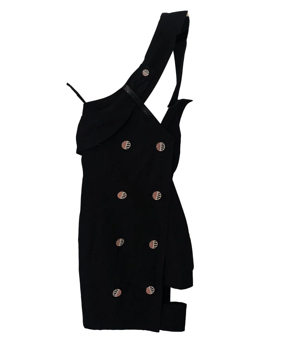 Luxury Promise Anthony Vaccarello Black Cotton Halterneck Dress Size Small RJC4458