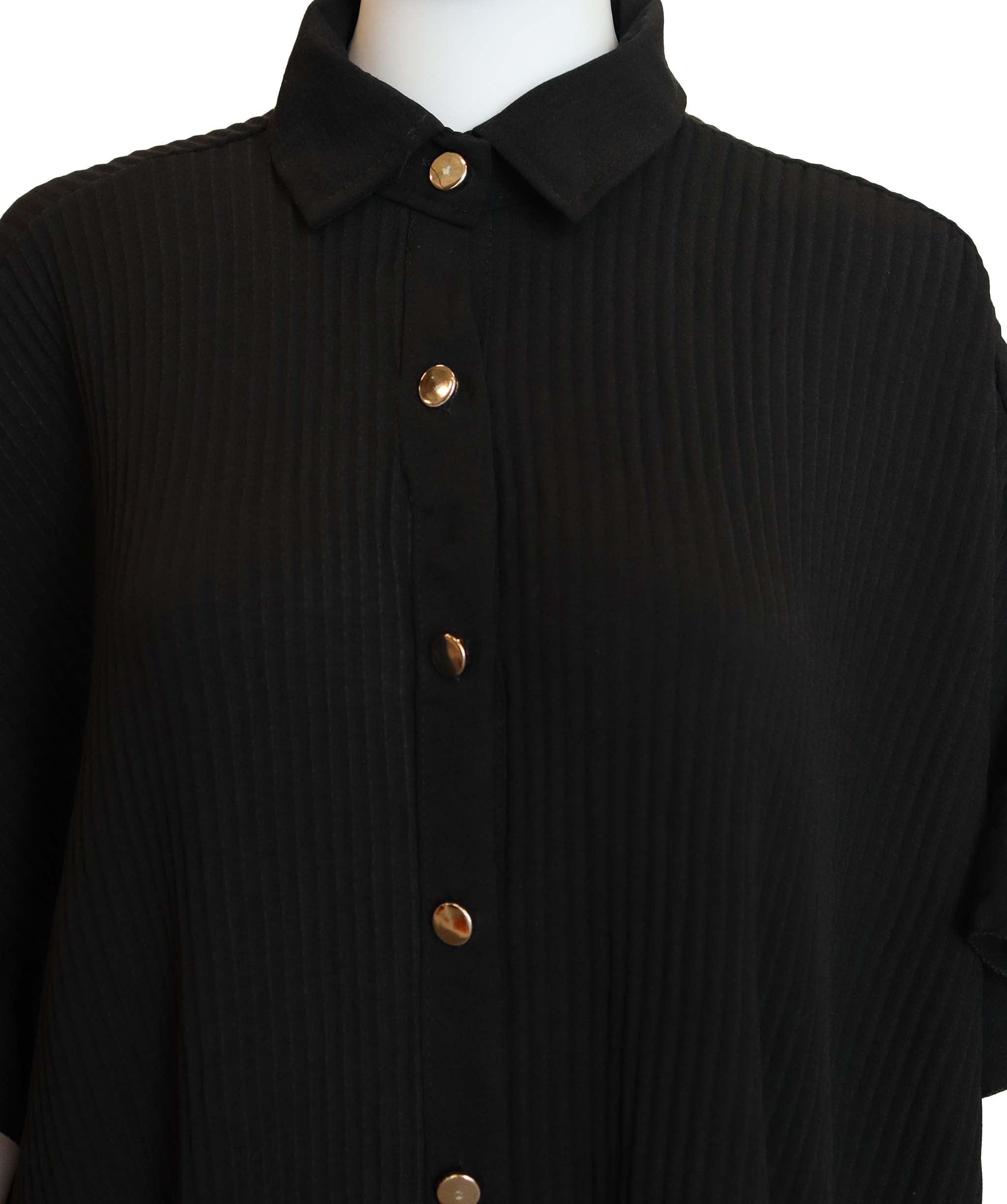 Luxury Promise Black Shirt with Silver Button AGC2707