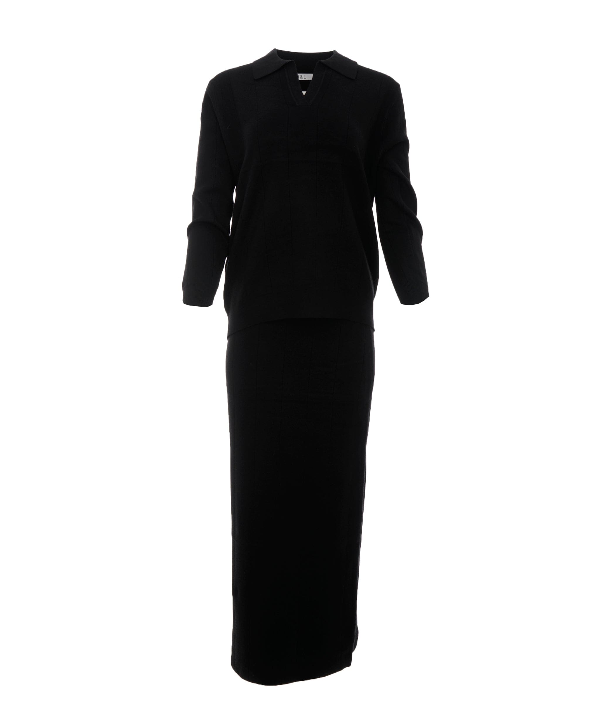 Luxury Promise Charlotte Black M/L Maxi Skirt Cashmere Loungwear Set AKC0338