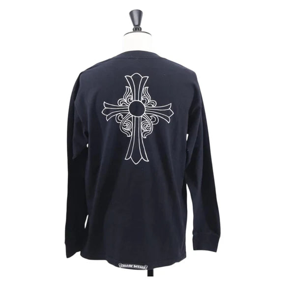 Luxury Promise Chrome Hearts Horseshoe Print Long Sleeve Top Cotton Black Auth 147578M 147578M