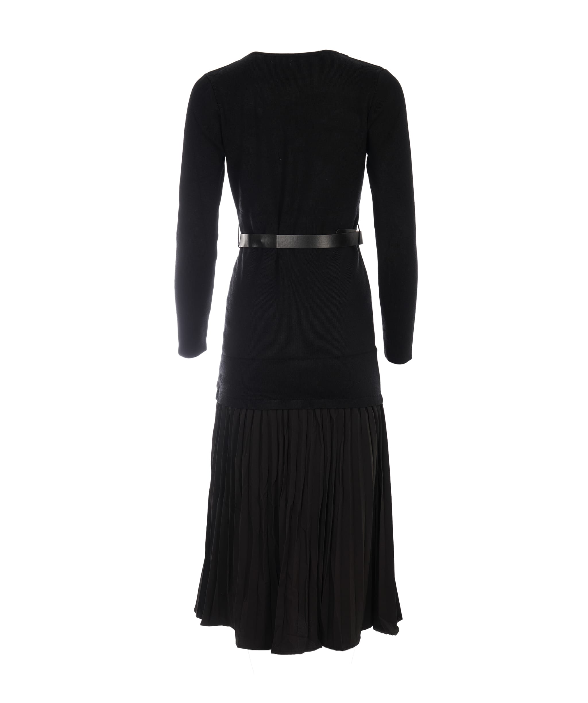 Luxury Promise Classic Black Belted Knit Tweed Maxi Dress (ONE SIZE) ALC4045