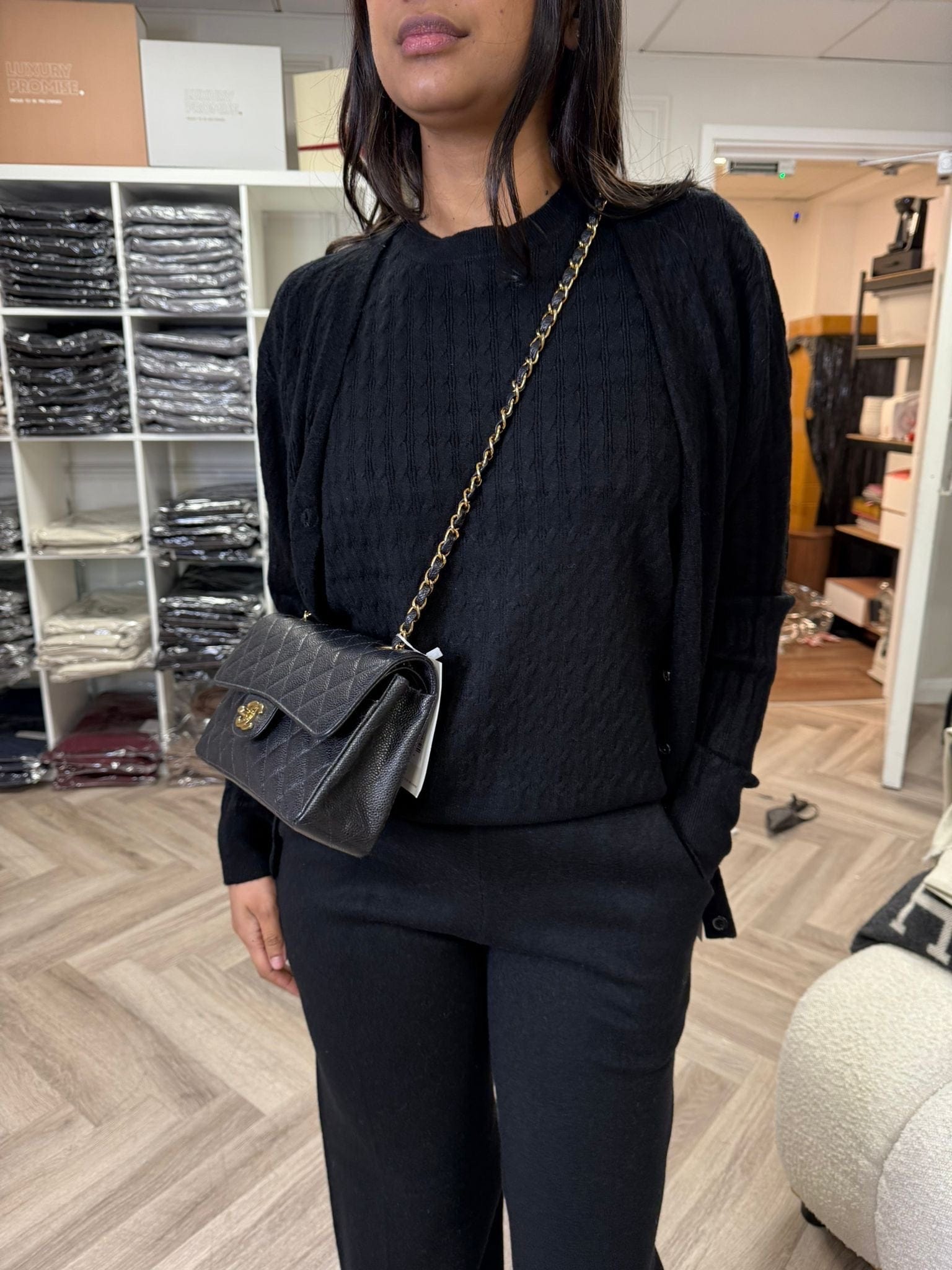 Luxury Promise Daphne Black 2 Piece Top and Cardigan M/L DBXL0113