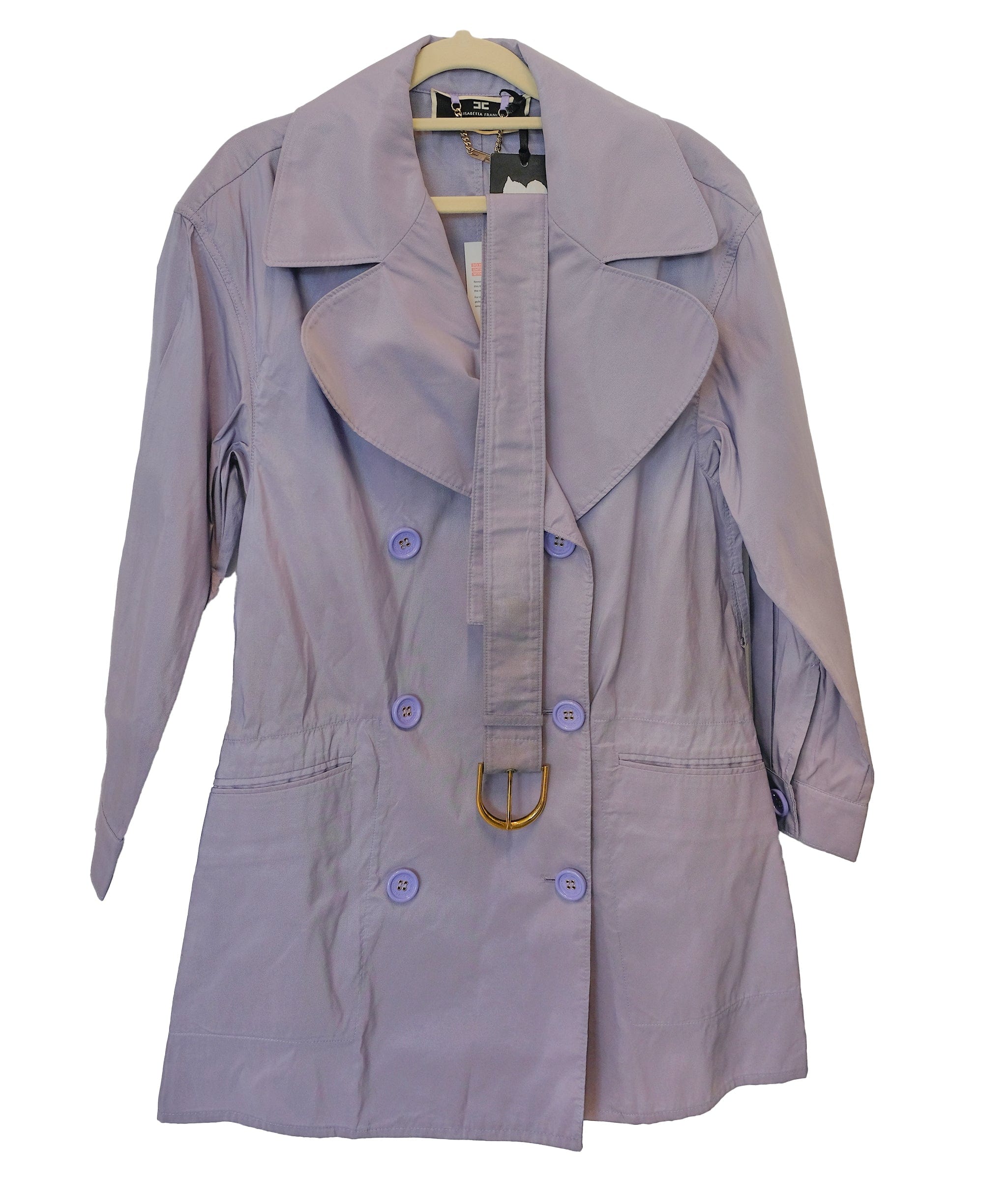 Luxury Promise Elisabetta Franchi Purple Synthetic Belted Coat S RJC3839