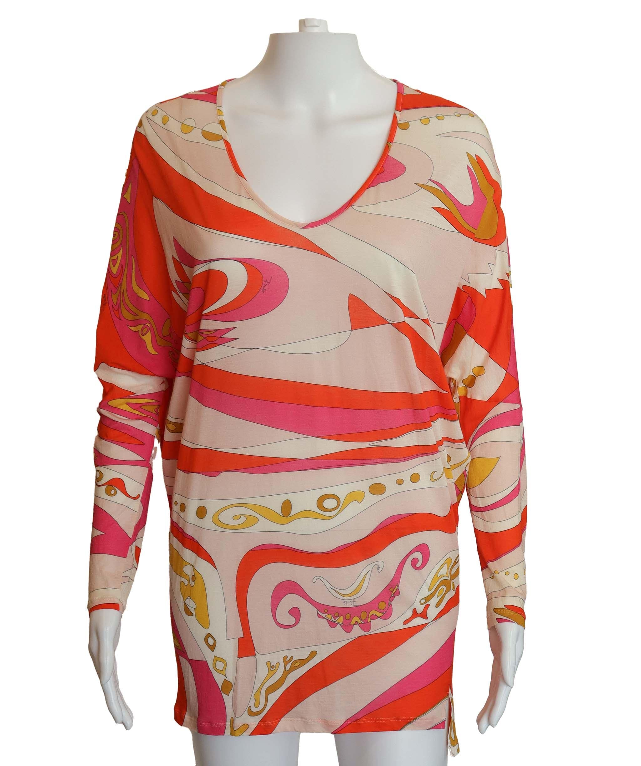 Luxury Promise Emilio Pucci Multicolor Long Sleeve Top Red DXBS4287