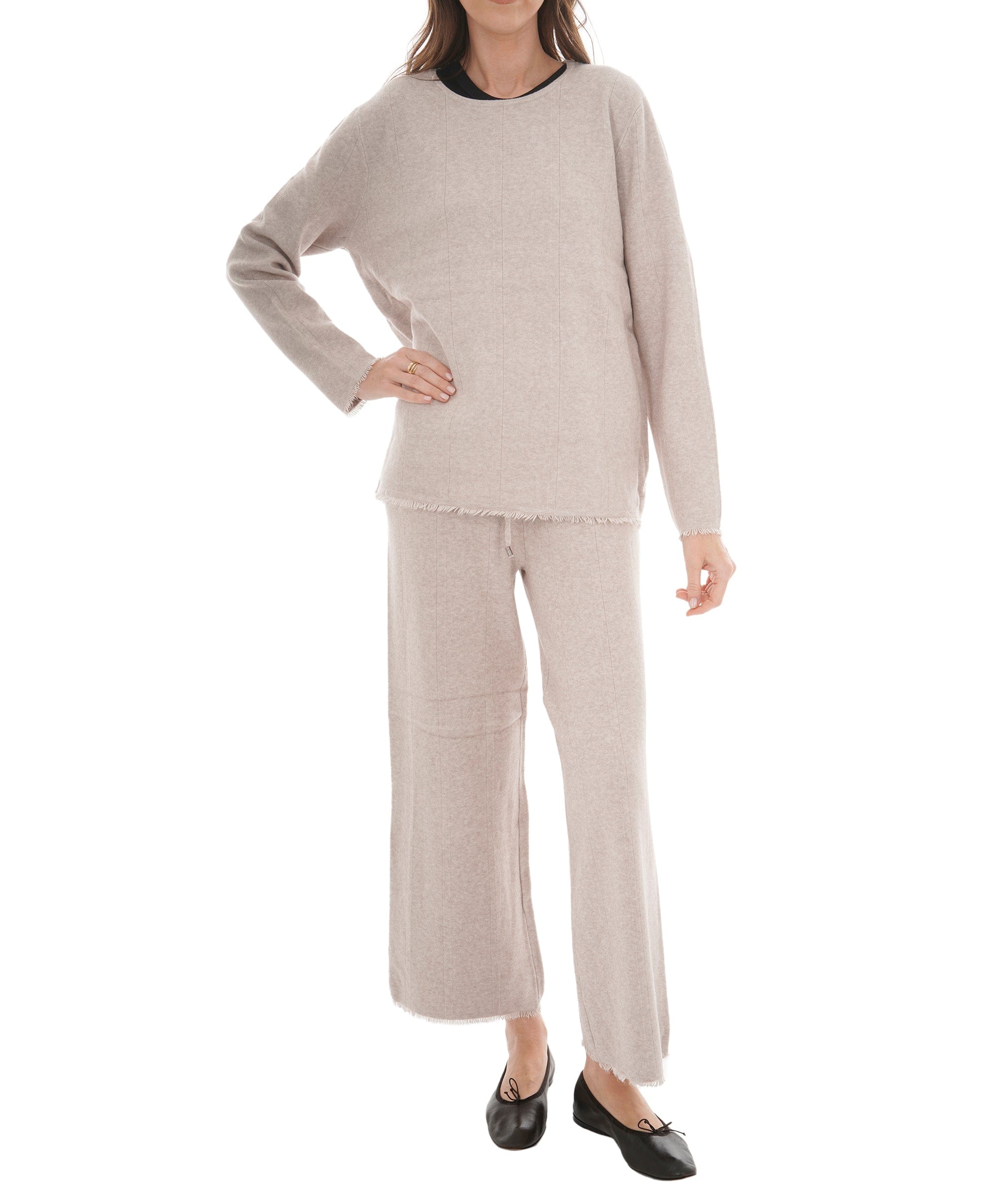 Luxury Promise H-20059 M/L Stone Fringe Cashmere Blend Set AKC0231