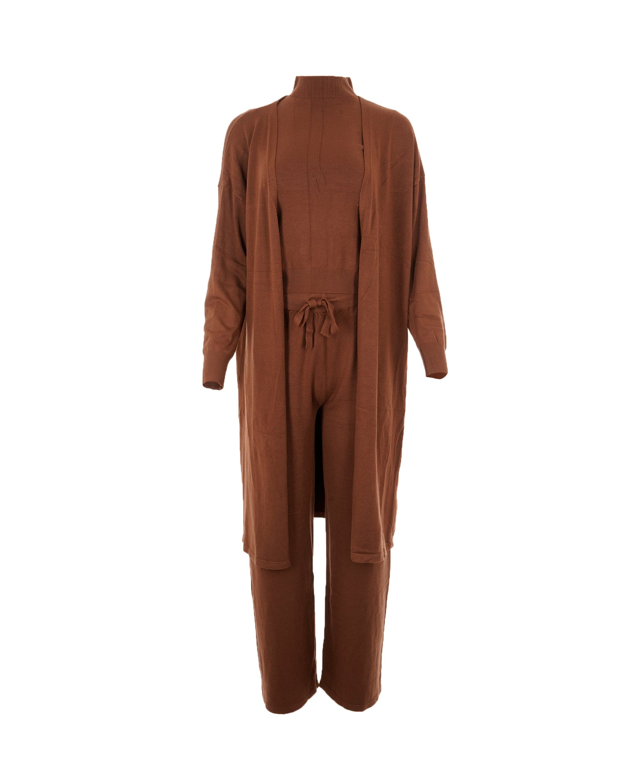 Luxury Promise K203318 High Neck 3 Piece Loungeset Brown L/XL AKC0222