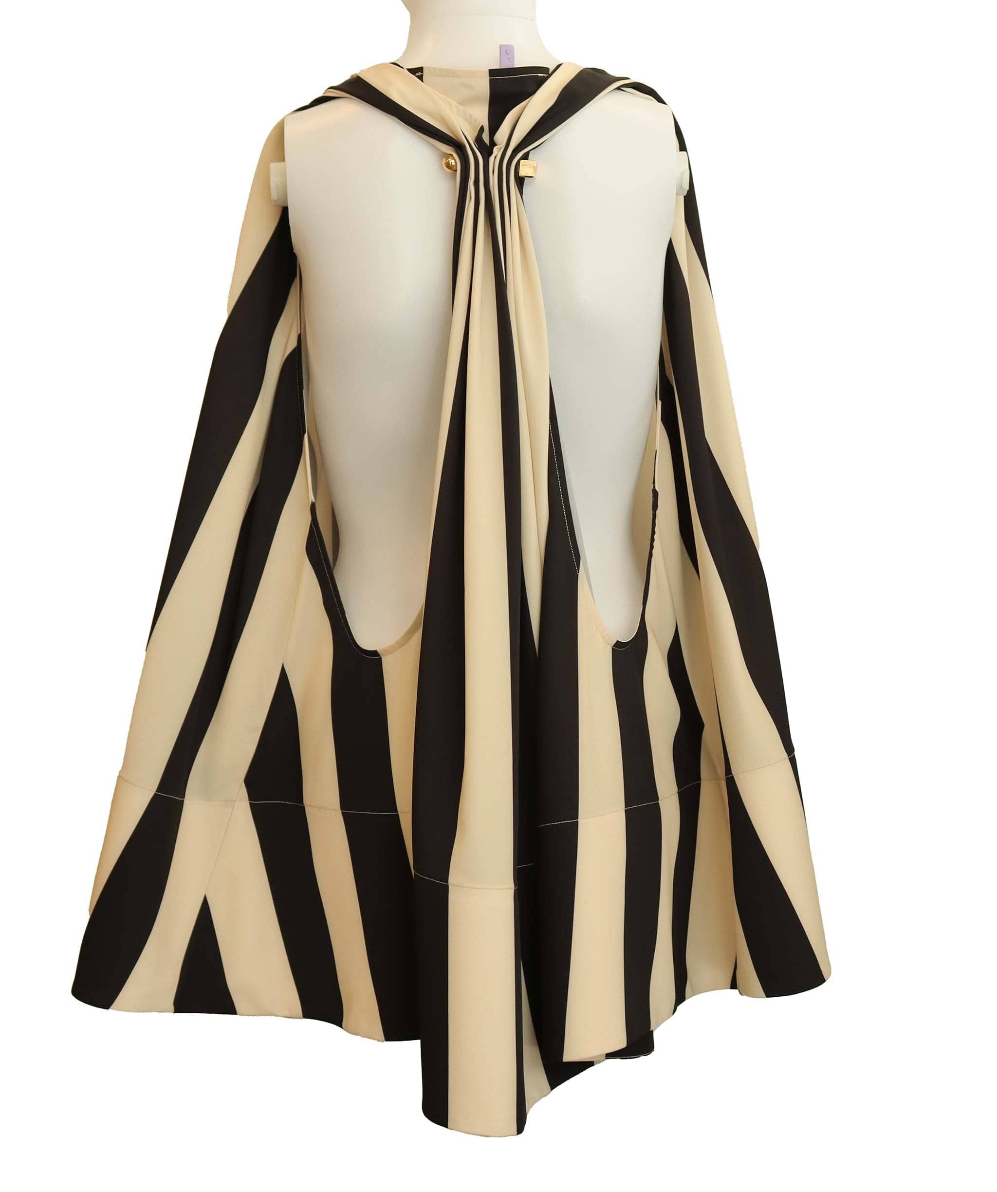 Luxury Promise * LA CROISIERE STRIPE MINI DRESS BLACK AND CREAM SMALL ASC6947