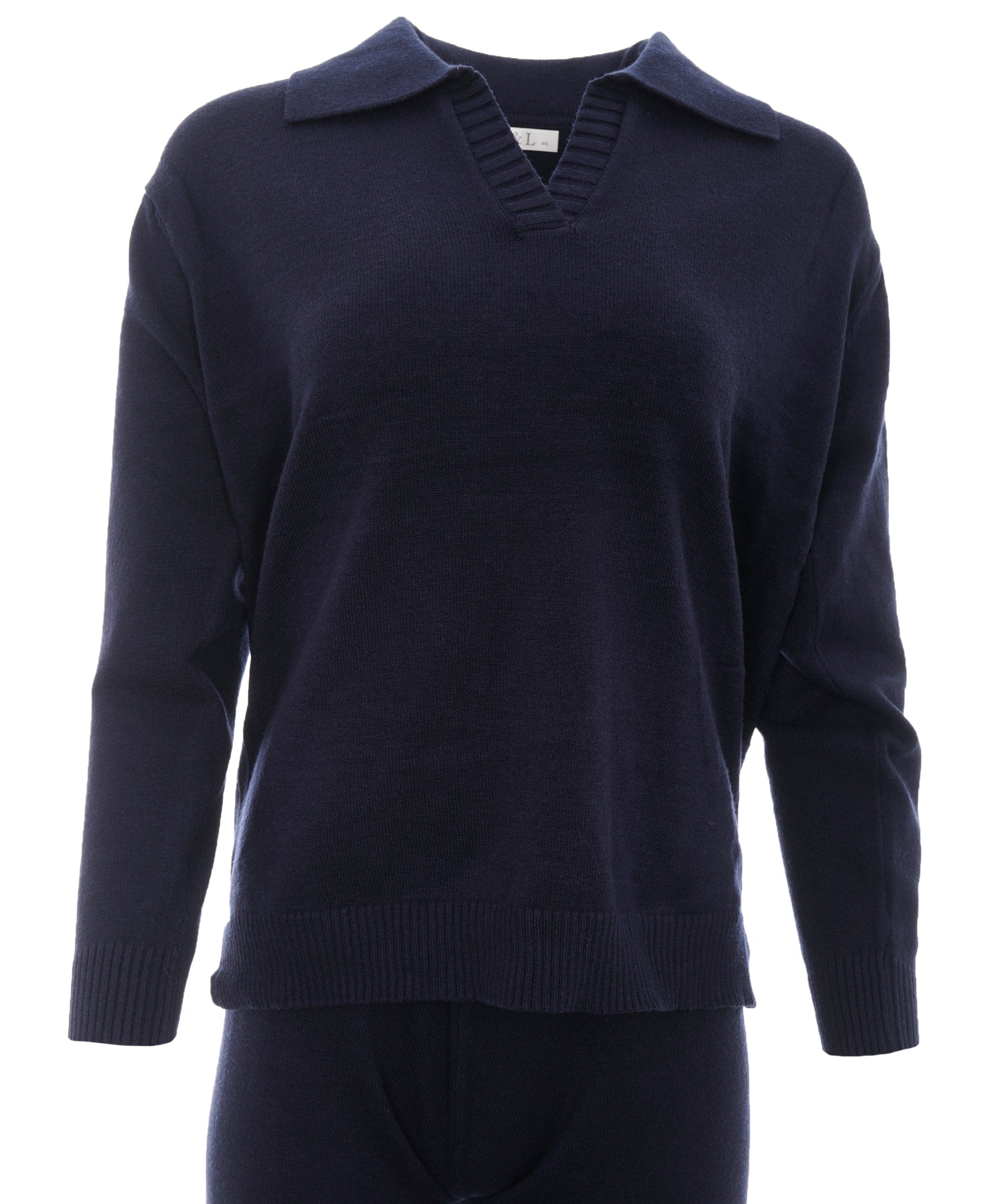 Luxury Promise Layla Navy M/L Arm Striped Cashmere Loungewear Set AKC0353