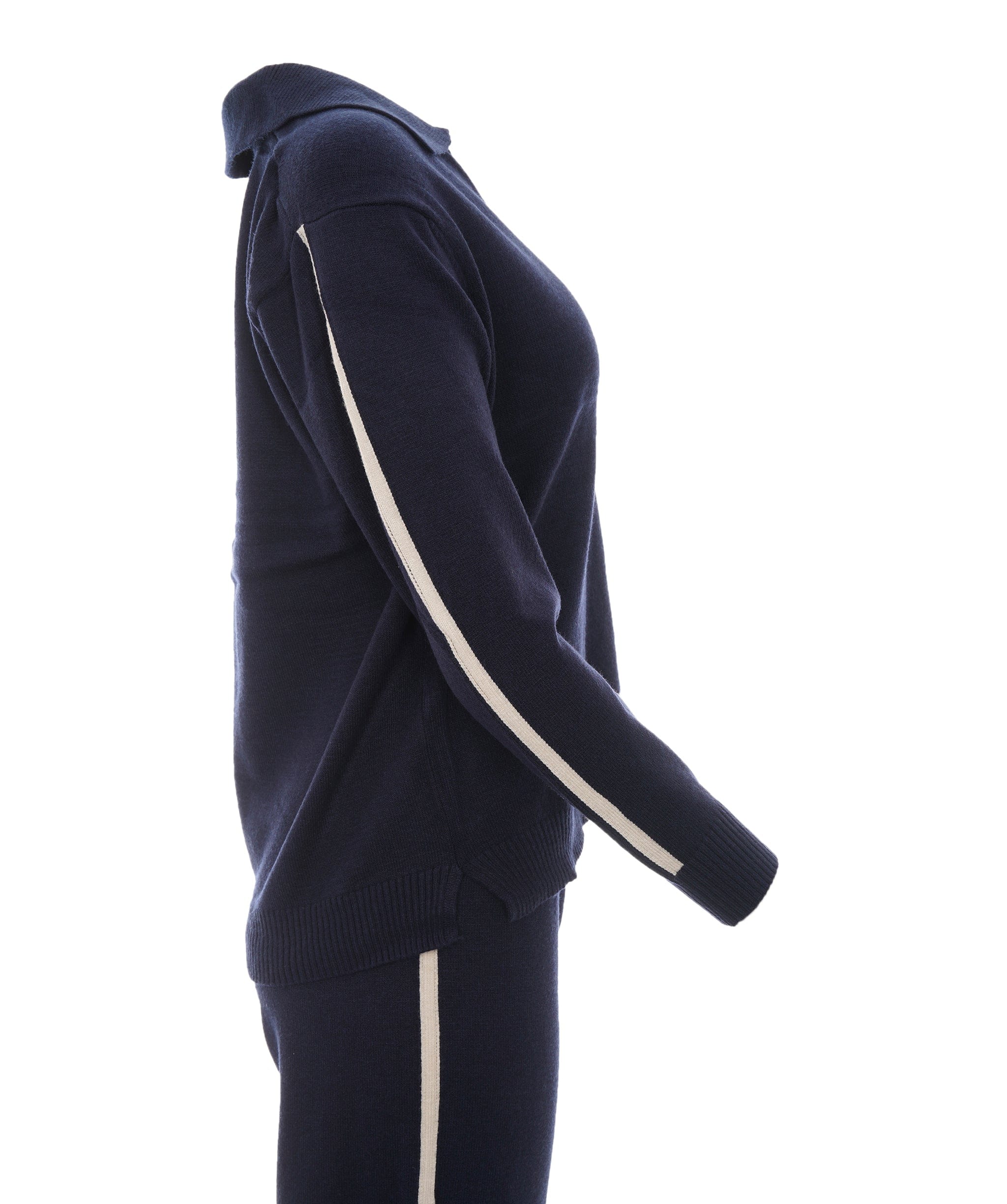 Luxury Promise Layla Navy M/L Arm Striped Cashmere Loungewear Set AKC0353