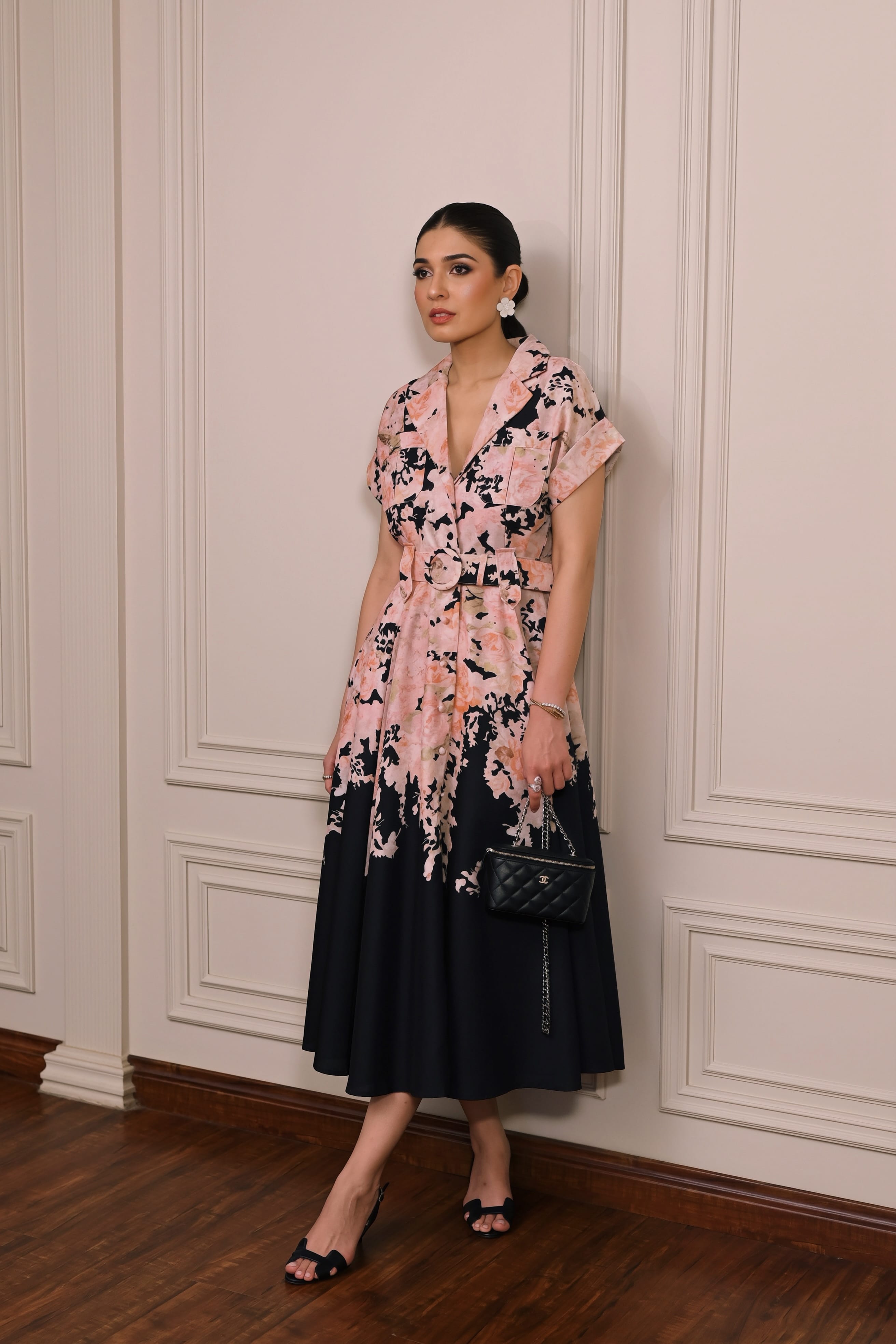 Luxury Promise milan dress with belt zah14