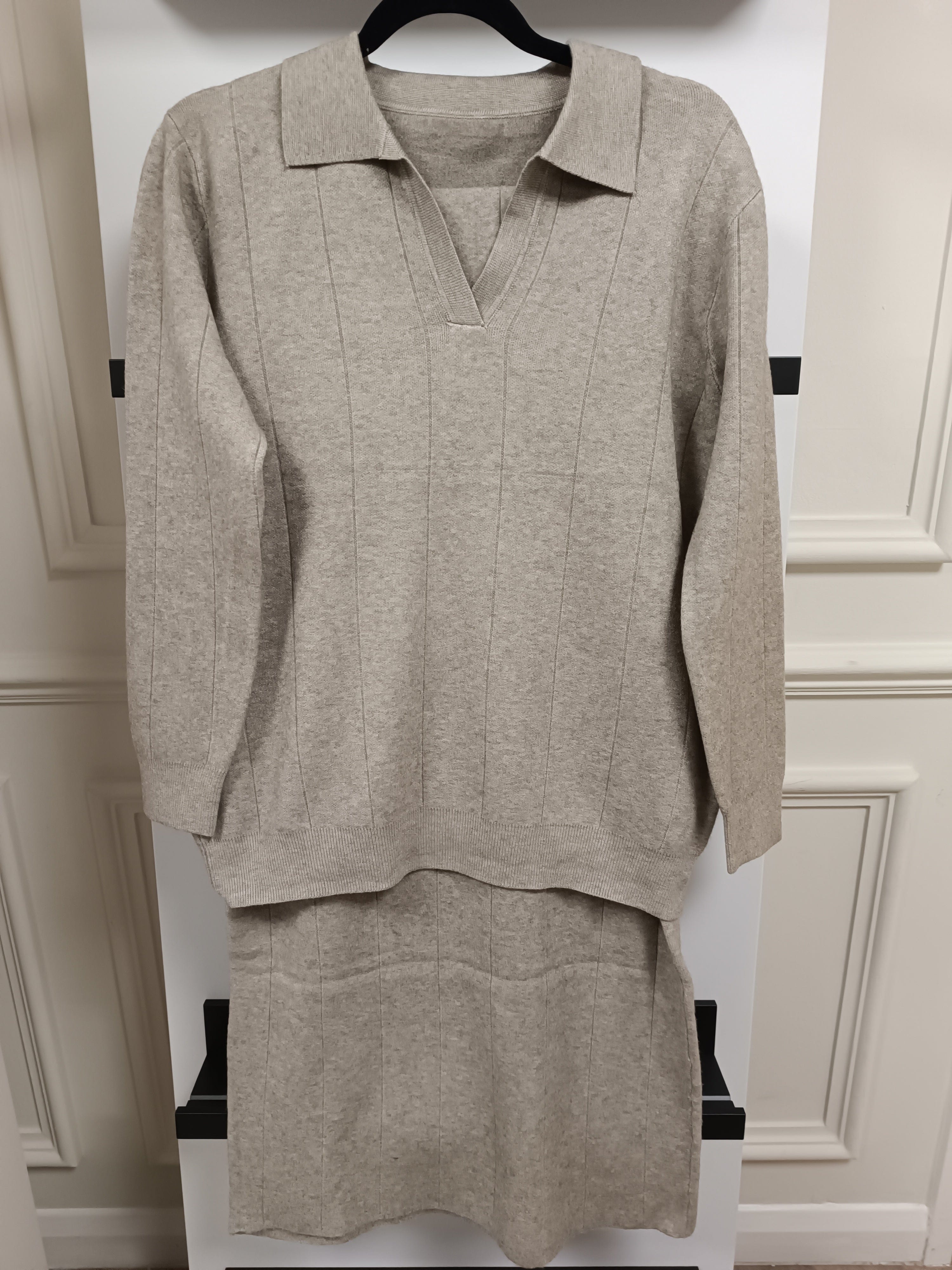 Luxury Promise Original Greish Beige Skirt Edition Loungewear Set XL AKC0074