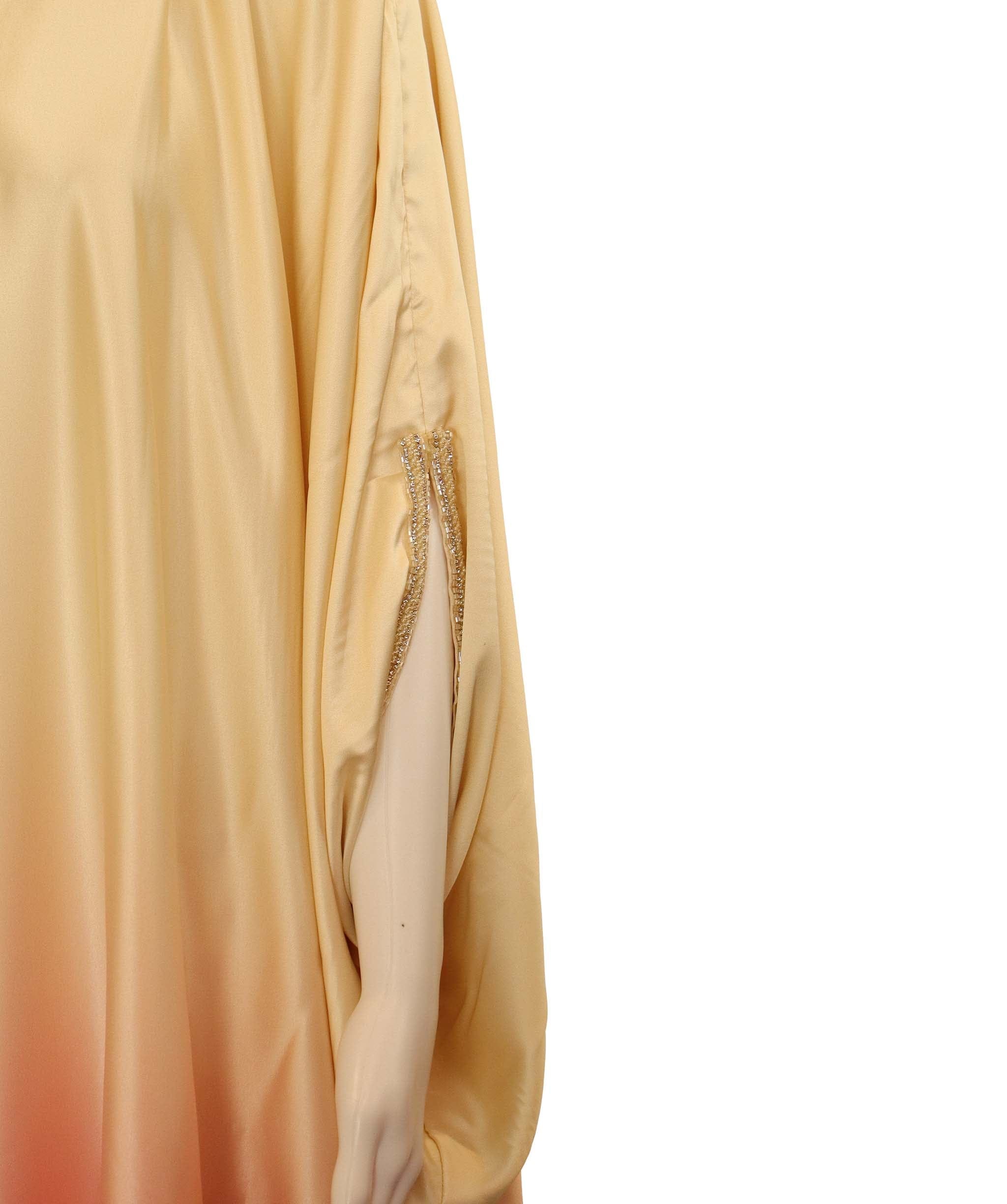 Luxury Promise Pink ombre kaftan satin with bead v neckline TP020