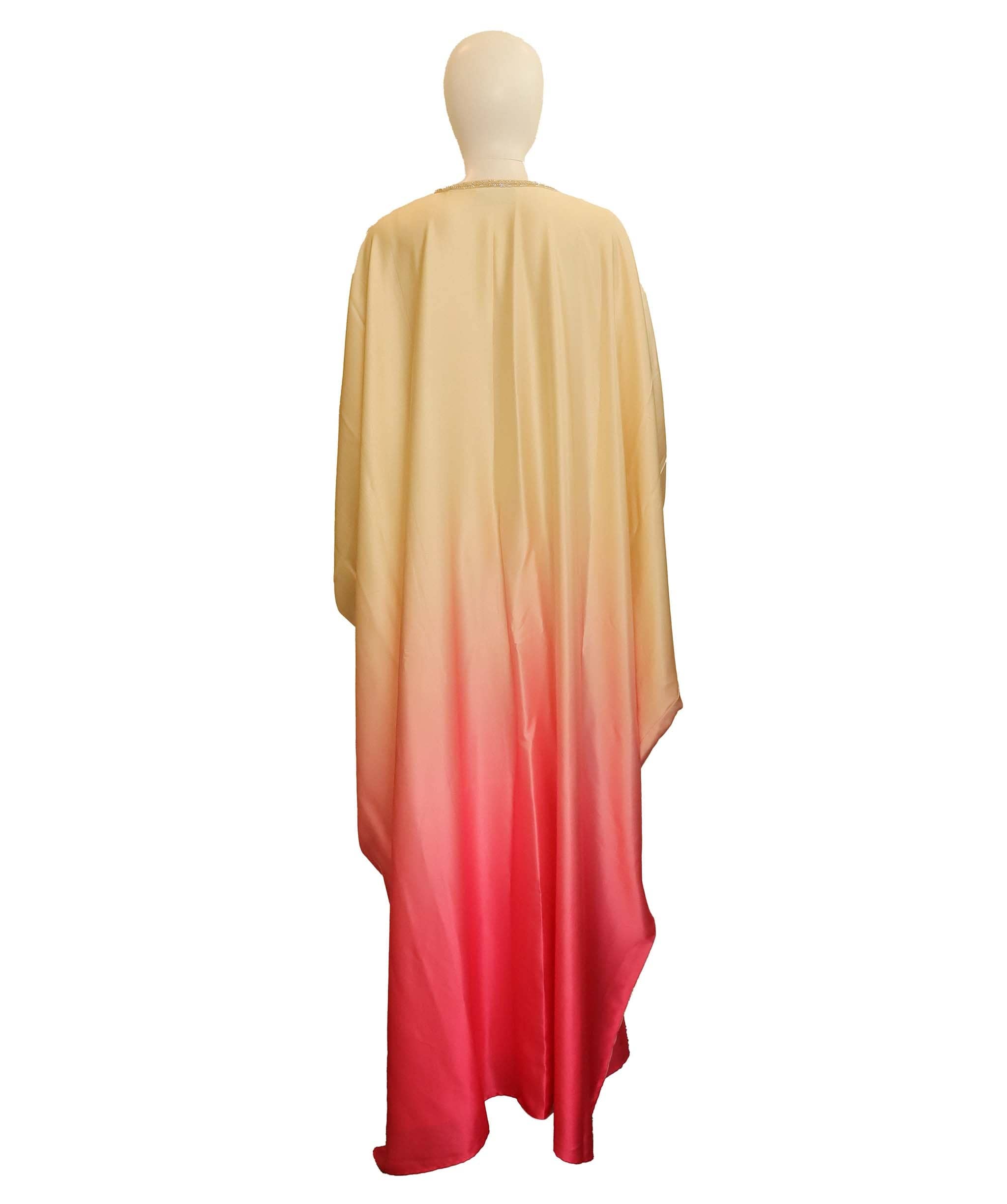 Luxury Promise Pink ombre kaftan satin with bead v neckline TP020