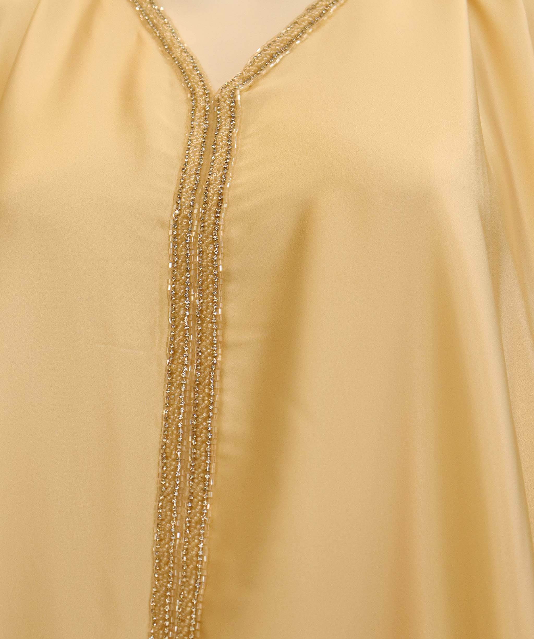 Luxury Promise Pink ombre kaftan satin with bead v neckline TP020