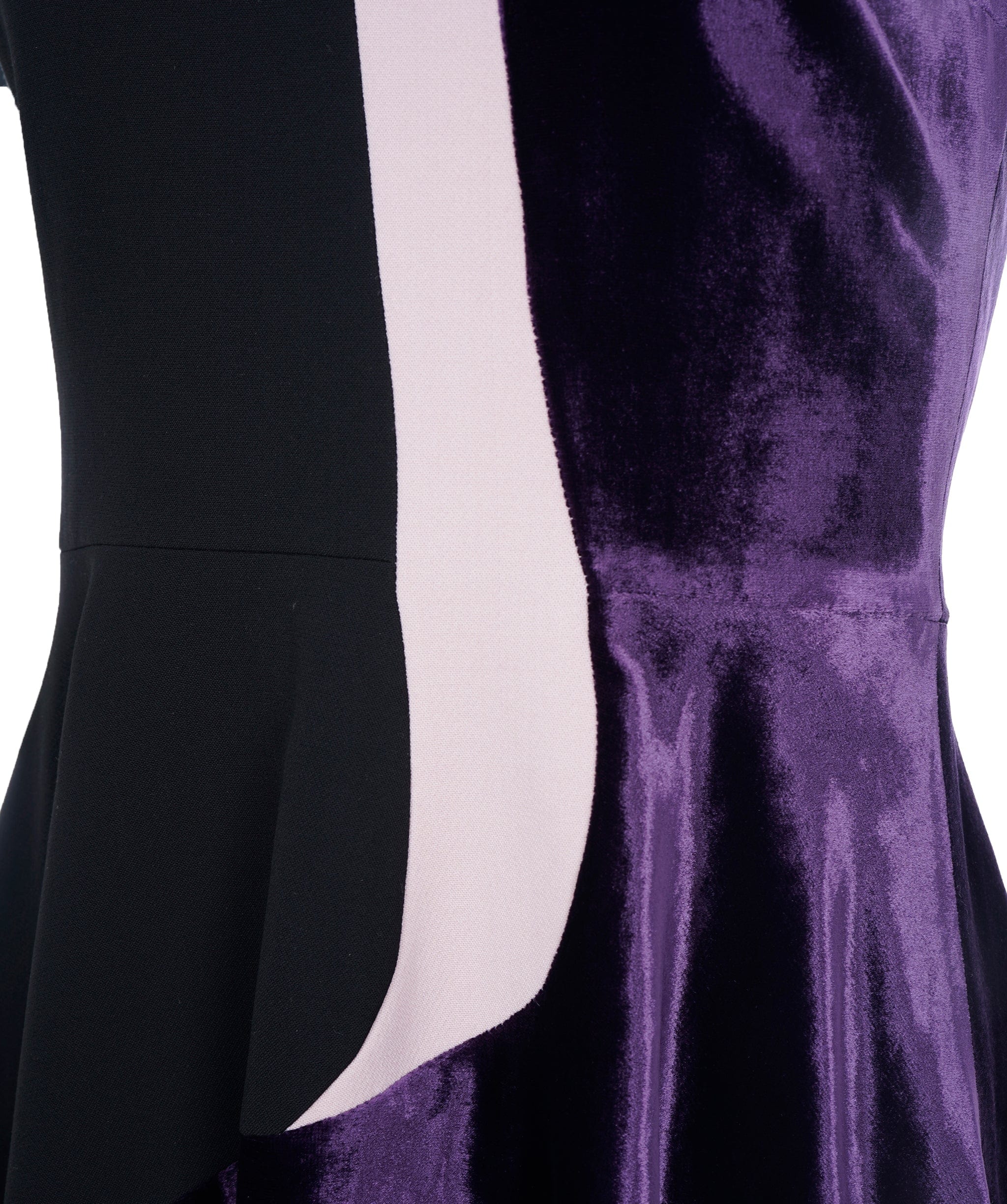 Luxury Promise Roksanda Black and Purple Velvet A Line Dress ALC2681