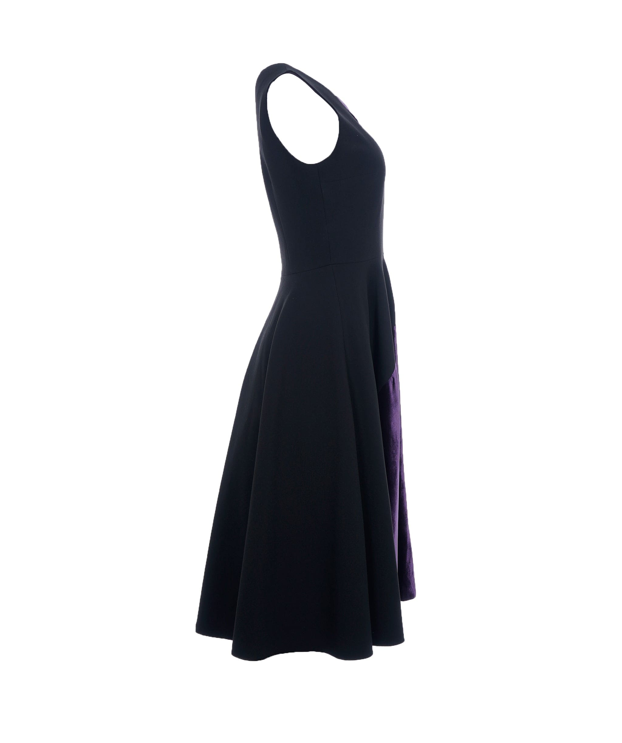 Luxury Promise Roksanda Black and Purple Velvet A Line Dress ALC2681