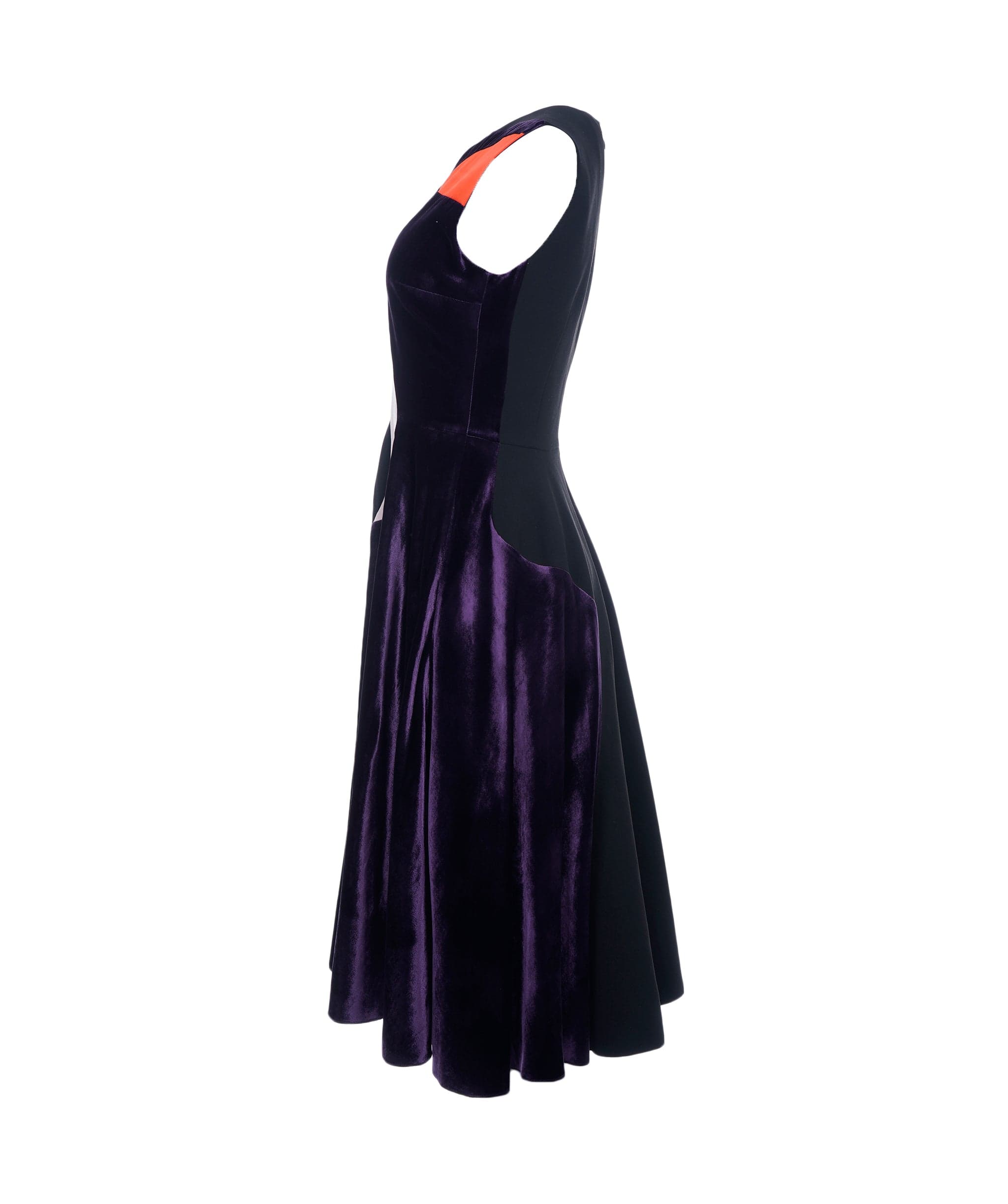 Luxury Promise Roksanda Black and Purple Velvet A Line Dress ALC2681