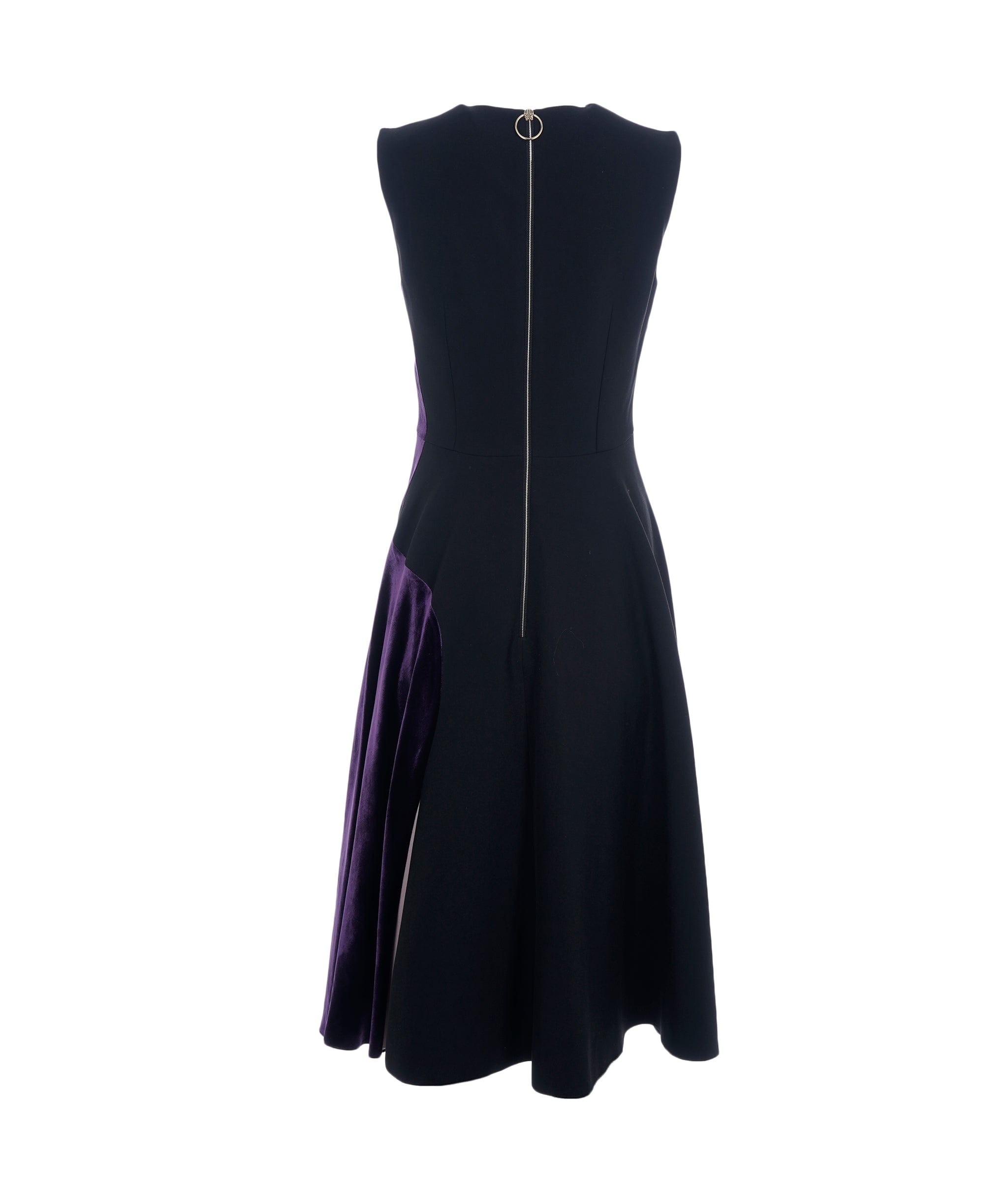 Luxury Promise Roksanda Black and Purple Velvet A Line Dress ALC2681