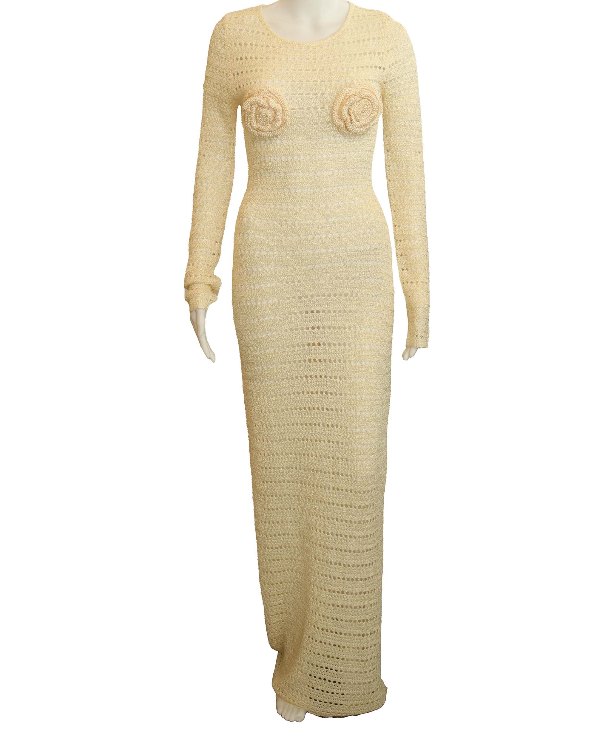 Luxury Promise * SAME KNITTED LONG DRESS CREAM SMALL ASC6953