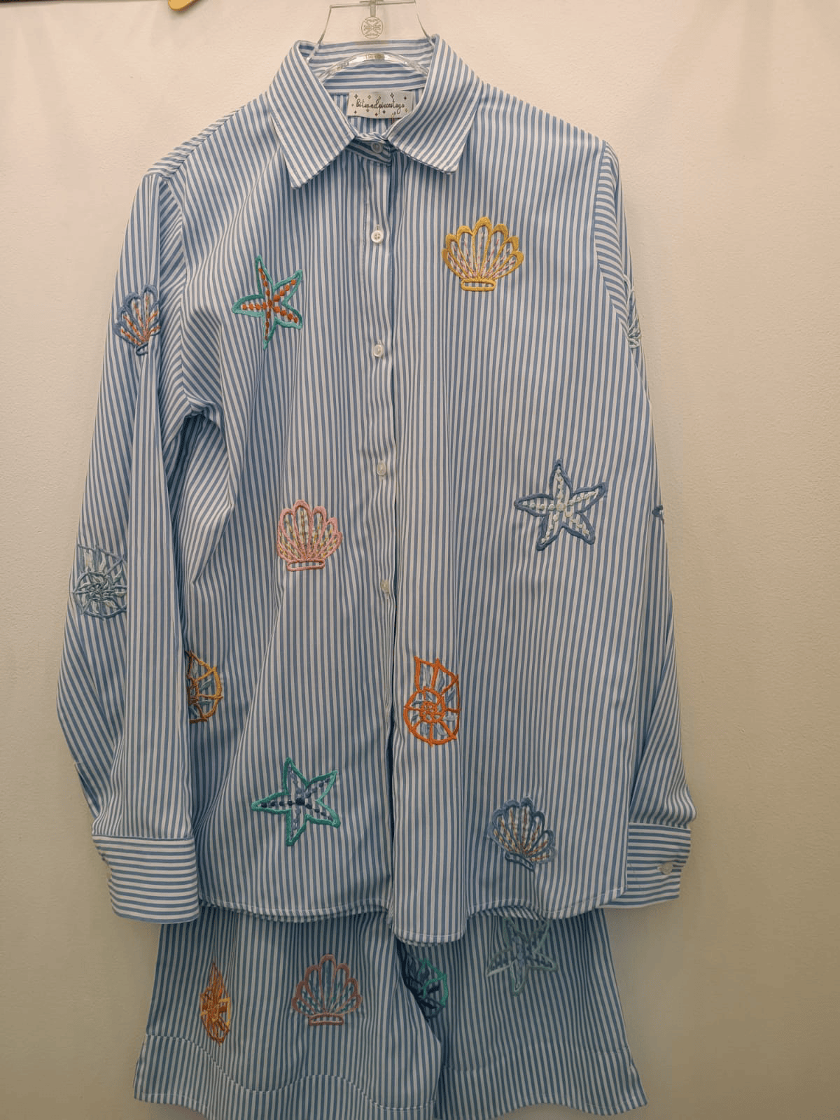 Luxury Promise Sea Shells Shirt and Shorts Set - Blue BPTG25509