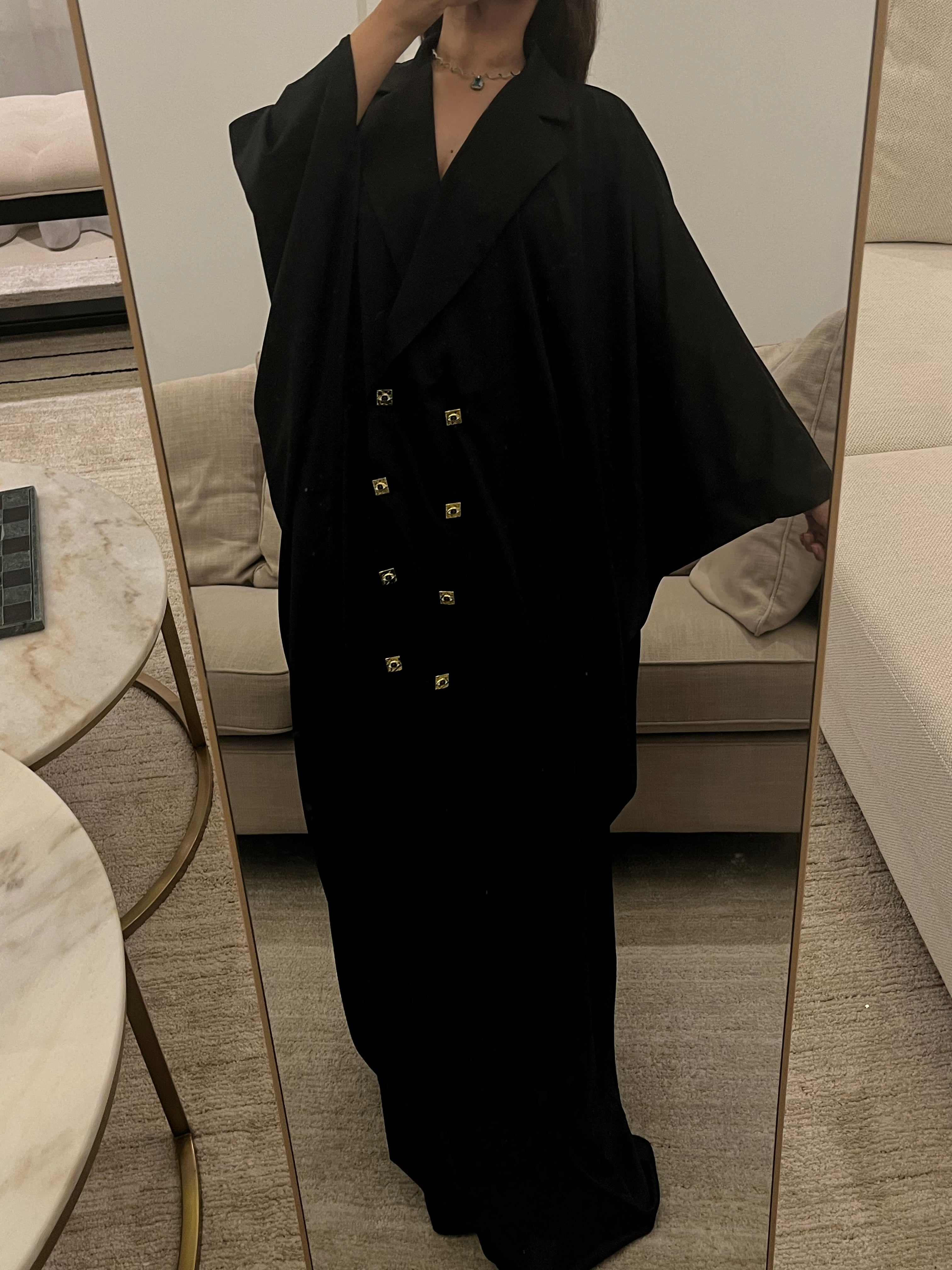 Luxury Promise The Widow Black blazer kaftan eye button TP0303