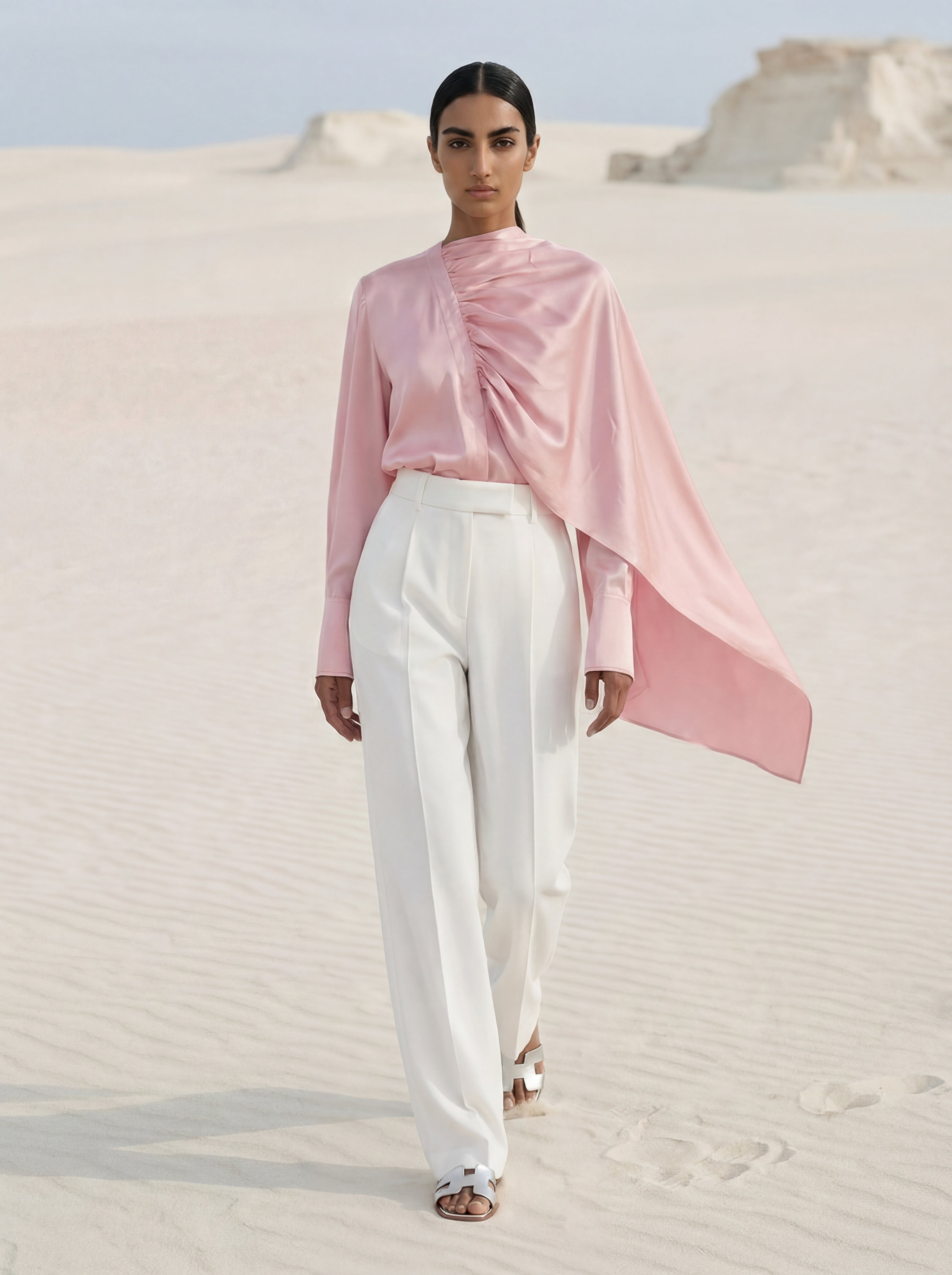 Luxury Promise TIMELESS SCARF BLOUSE PINK SIZE L/XL ASC7102