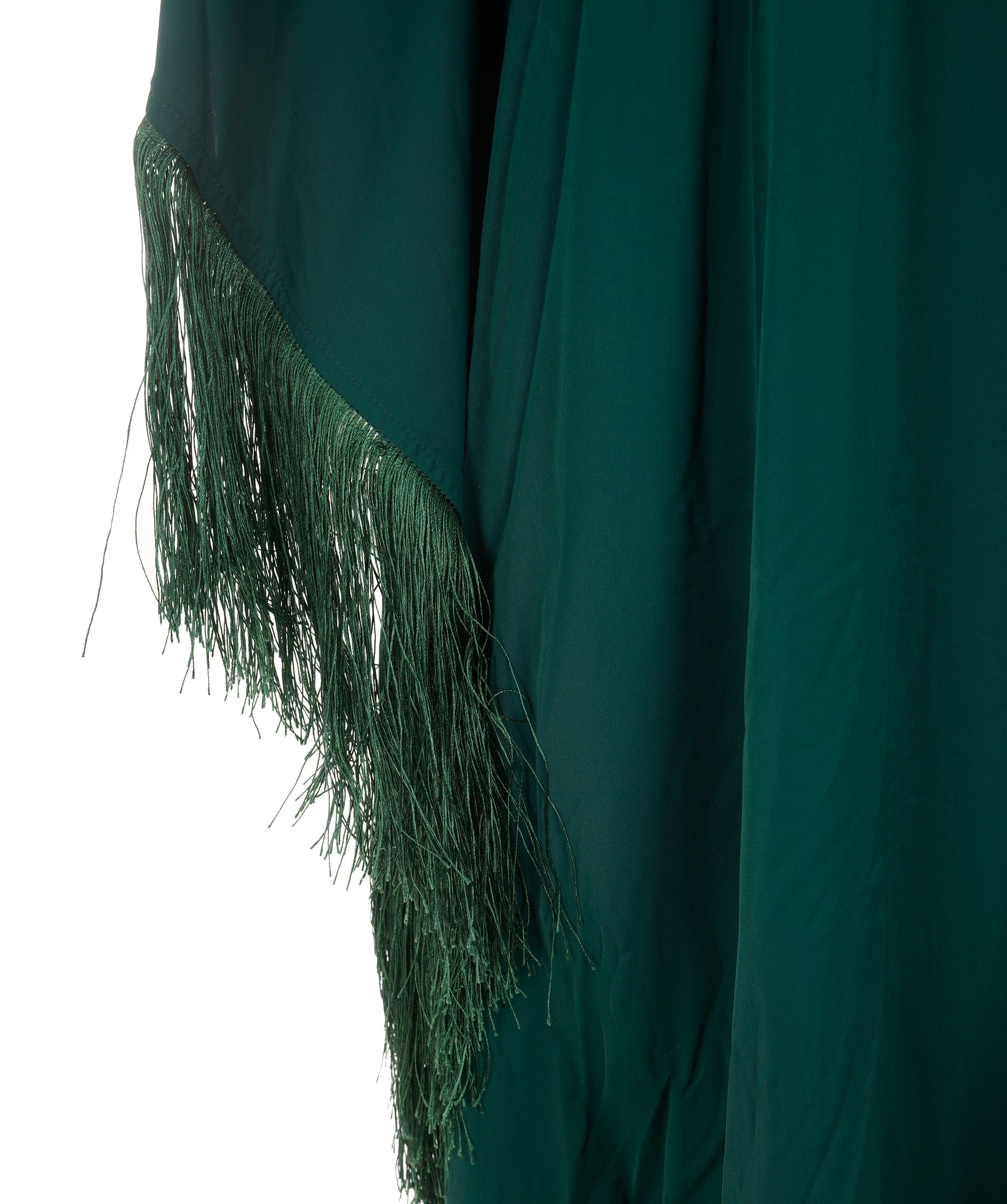 Luxury Promise Women's Fringe Trim Ribbon Batwing Sleeve Kaftan Green AKL0141