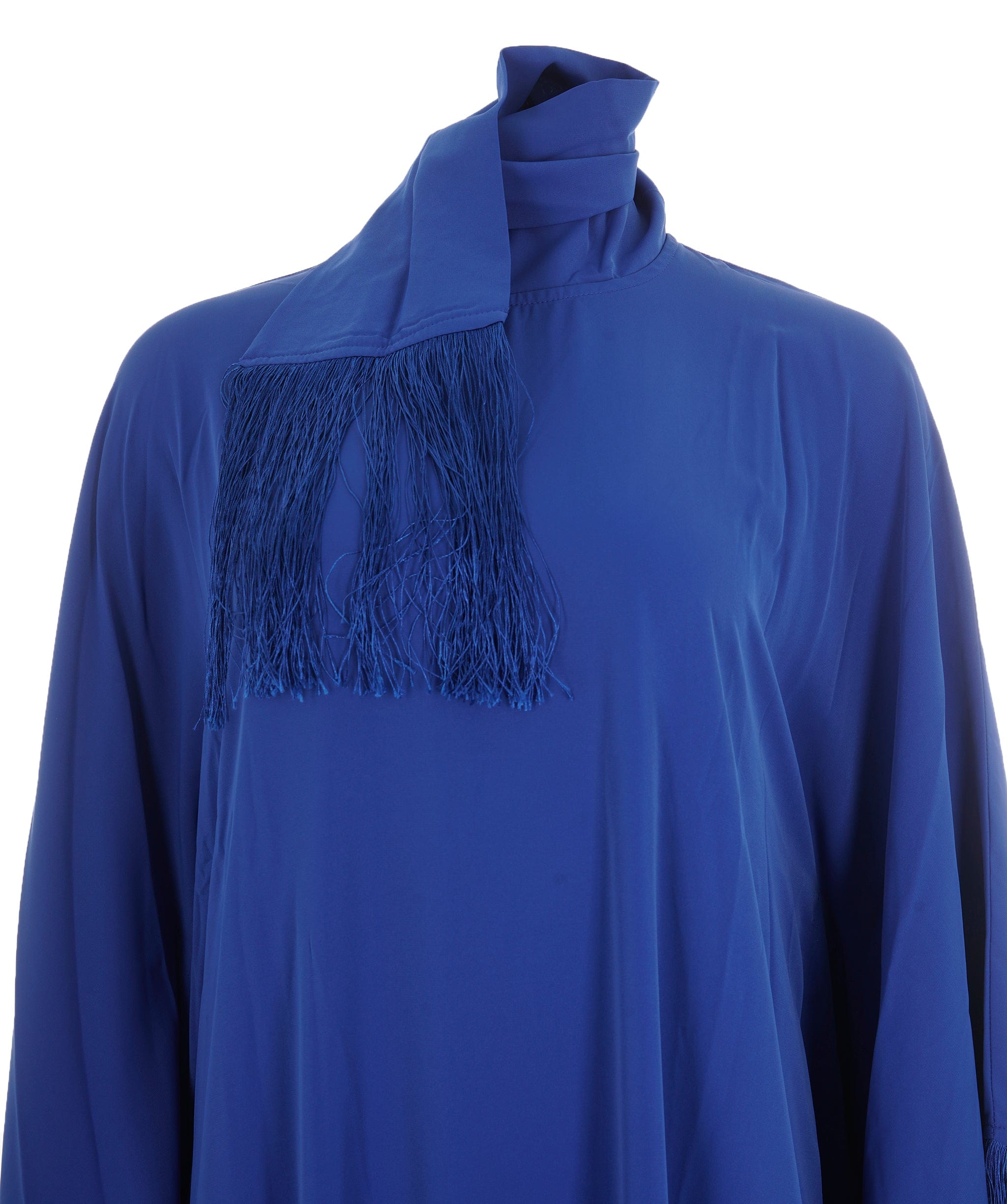 Luxury Promise Women's Fringe Trim Ribbon Batwing Sleeve Kaftan Royal Blue AKL0142