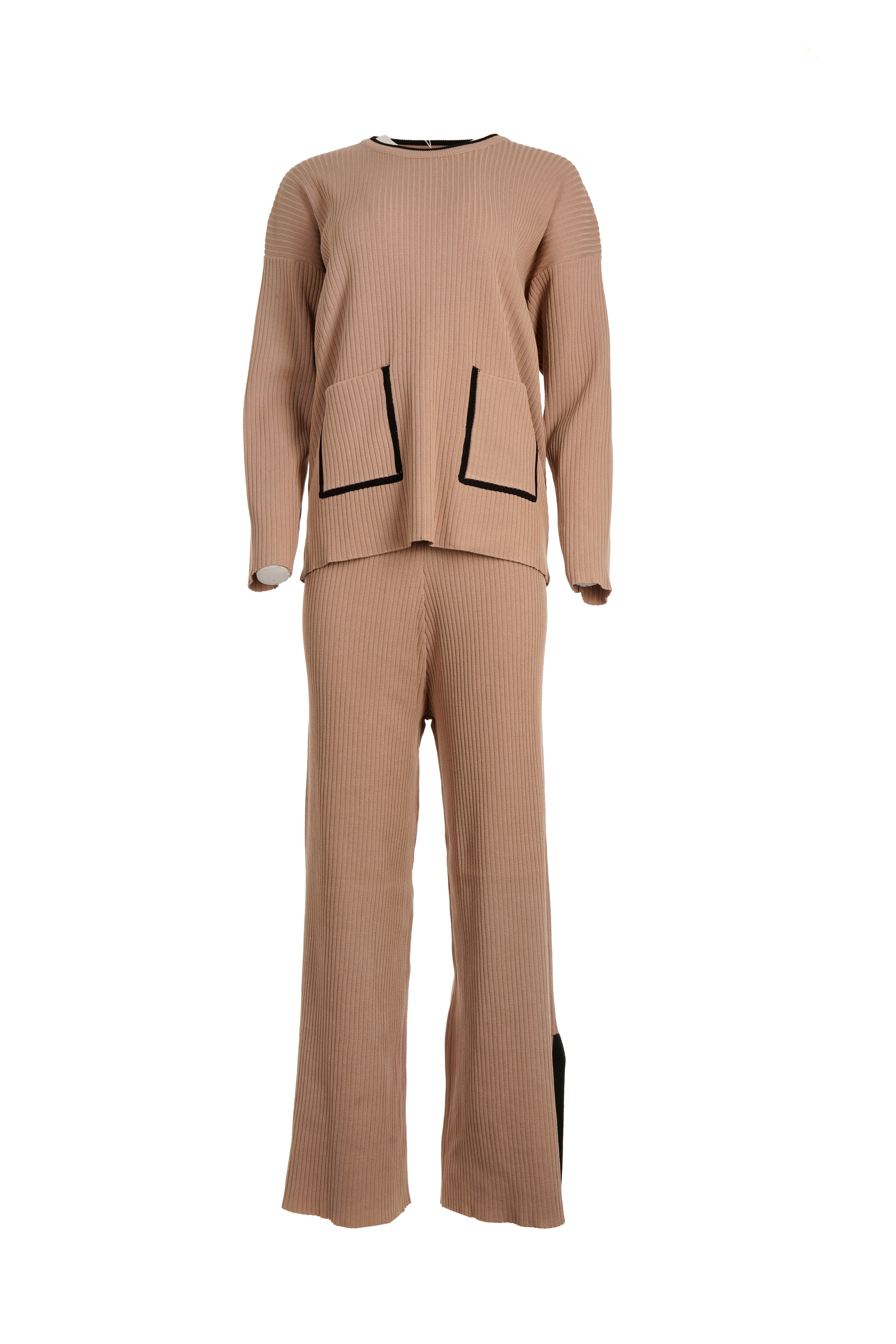 Luxury Promise ZH5103 - L/XL SAND CONTRAST TRIM POCKET CASHMERE BLEND AKC0256