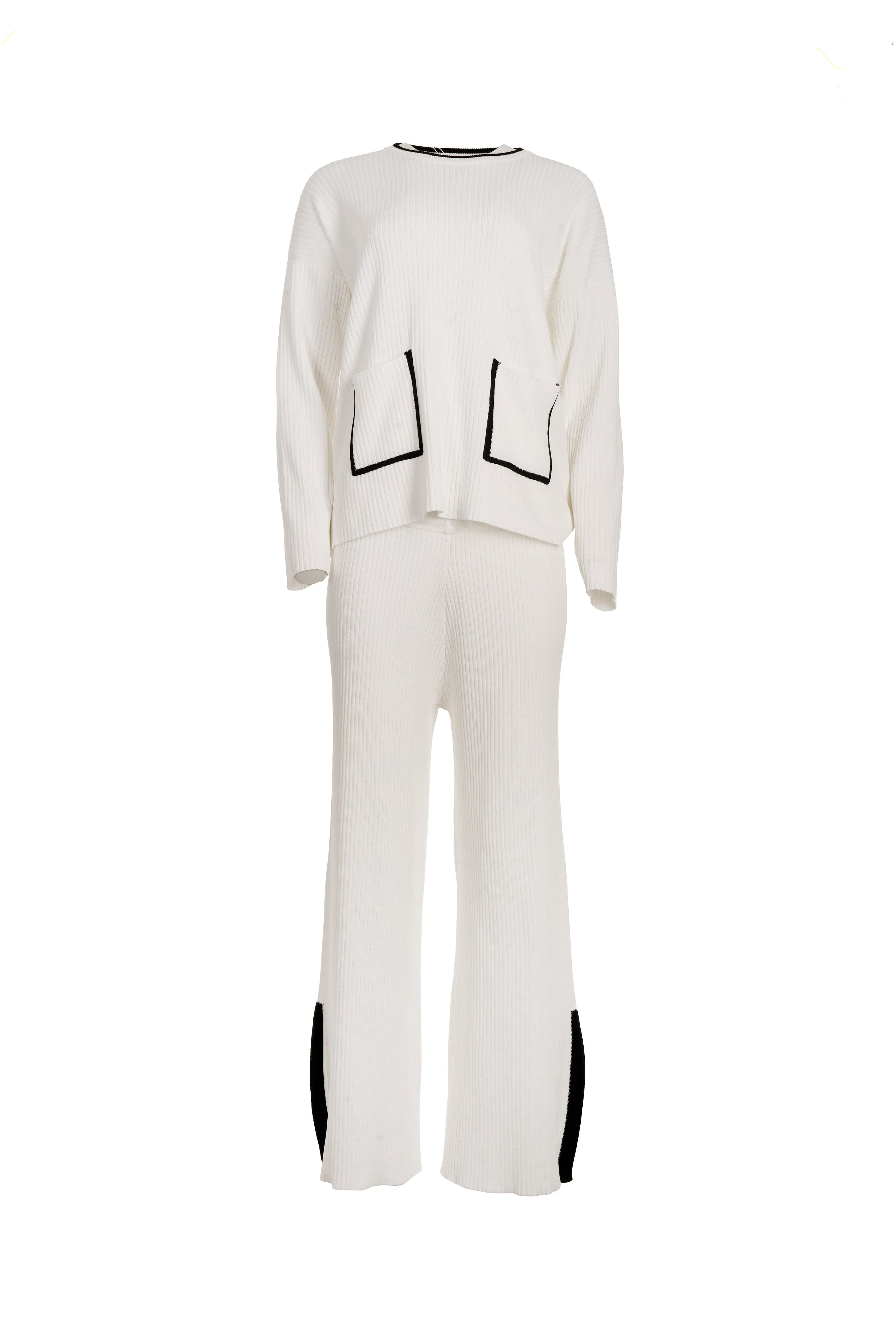 Luxury Promise ZH5103 - L/XL WHITE CONTRAST TRIM POCKET CASHMERE BLEND AKC0260