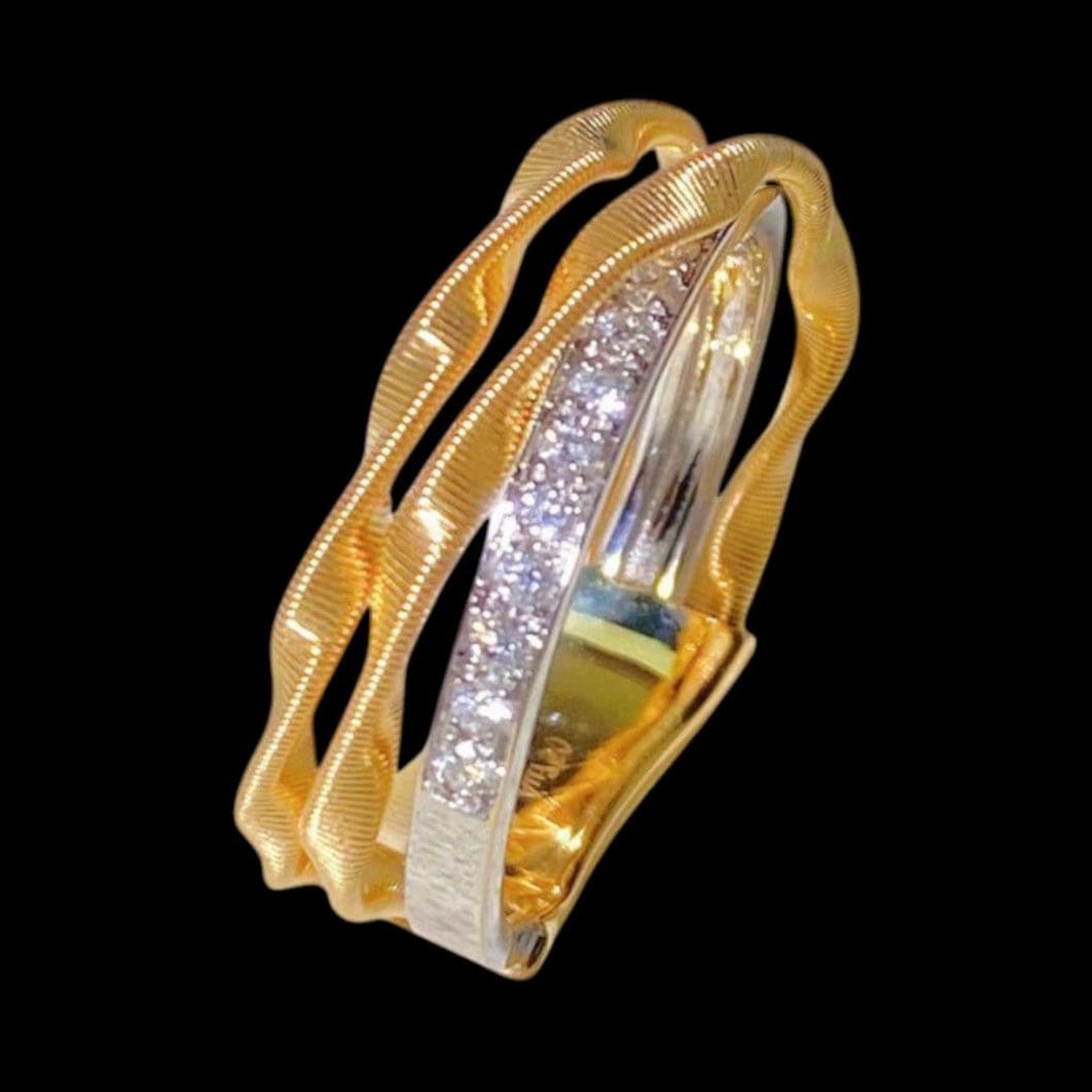 Luxury Promise 0.17ct White Diamond Cross Ring set in 18K White & Yellow Gold