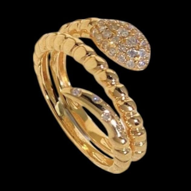 Luxury Promise 0.30ct White Diamond Serpenti Ring set in 18K Yellow Gold