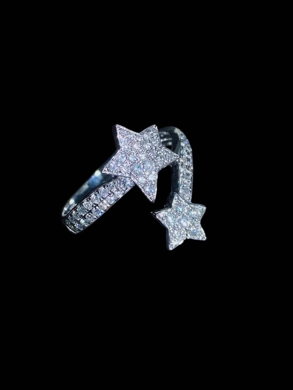 Luxury Promise 0.55ct White Diamond Shooting Star Ring Set in 18K White Gold