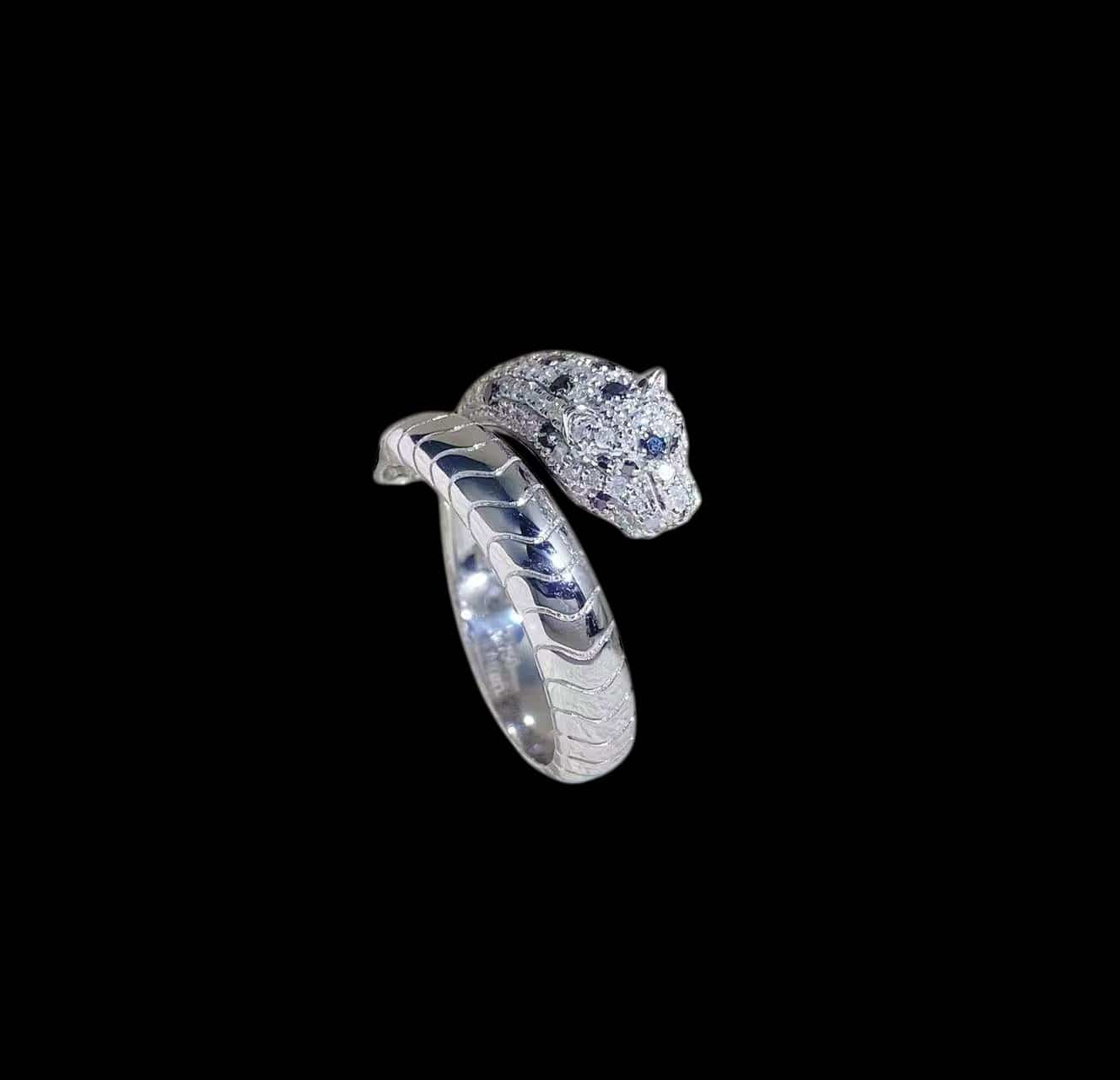 Luxury Promise 0.90ct White Diamond Panther Ring set in 18K White Gold
