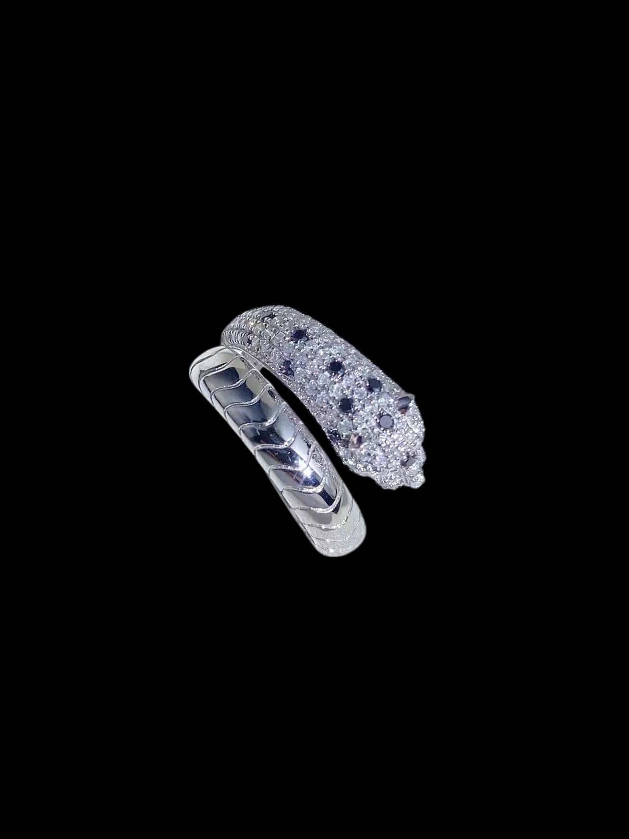 Luxury Promise 0.90ct White Diamond Panther Ring set in 18K White Gold