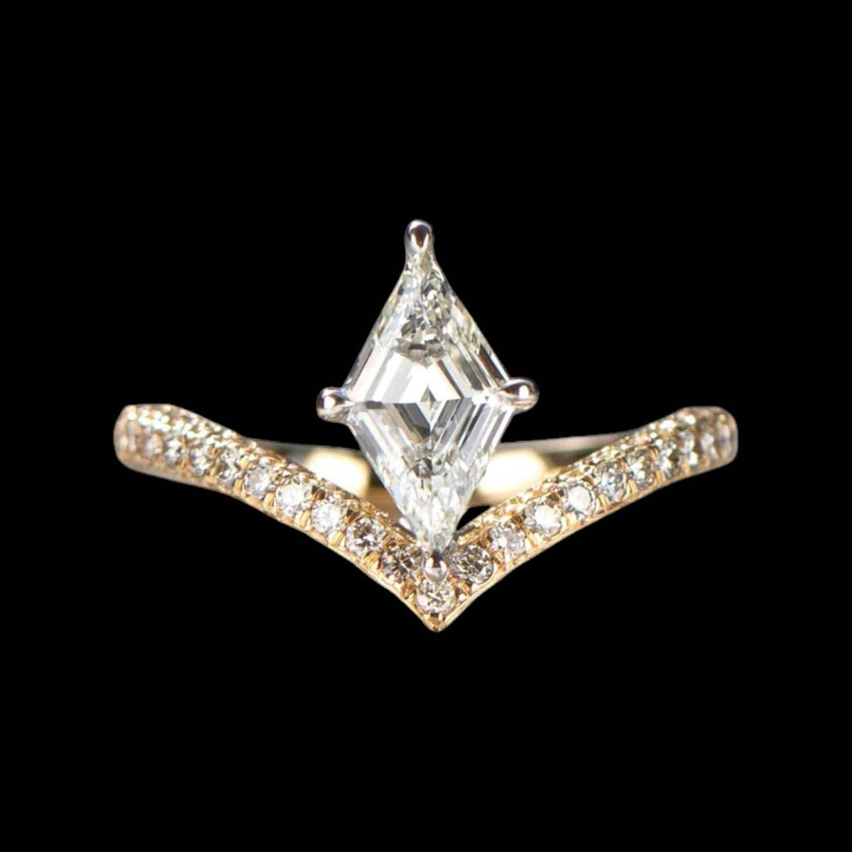 Luxury Promise 1.00ct GIA Lozenge Cut Diamond Ring in 18k Gold and Platinum