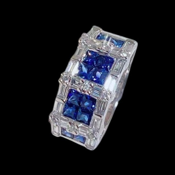 Luxury Promise 1.27ct "Royal Blue" Blue Sapphire & 0.73ct Diamond Ring set in 18K White Gold