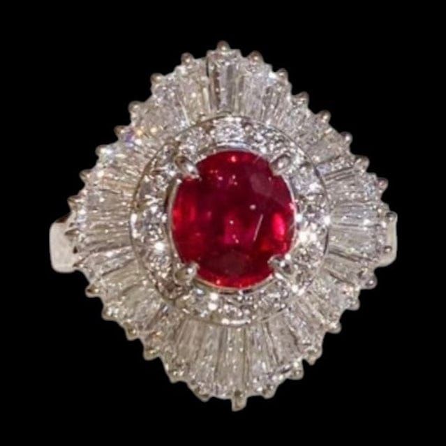 Luxury Promise 1.584ct "Pigeon Blood" Ruby & 1.688ct Diamond Ring set in Platinum