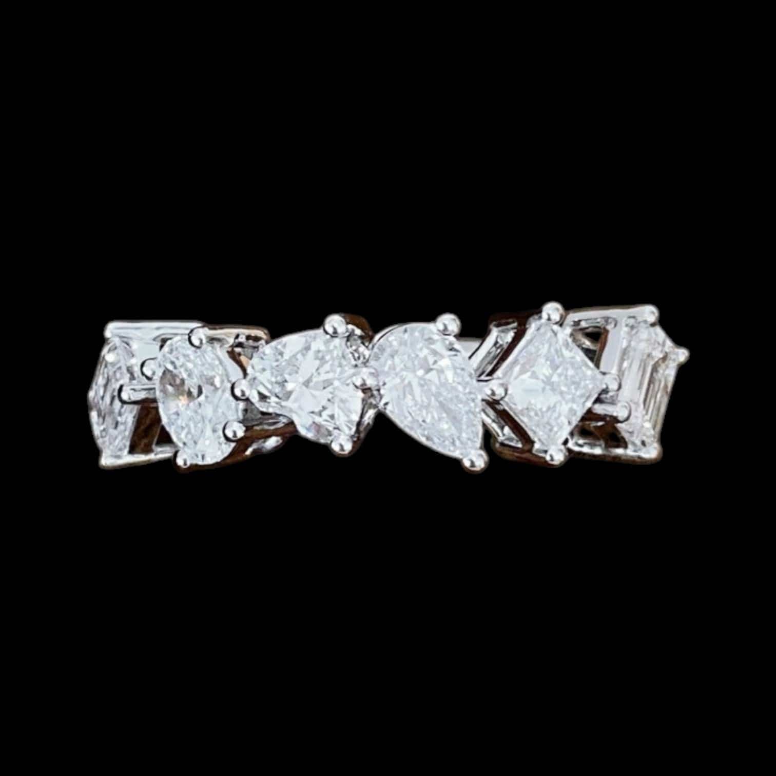 Luxury Promise 1.80ct GIA Natural White Diamond Fancy Cut Eternity Ring set in 18K White Gold