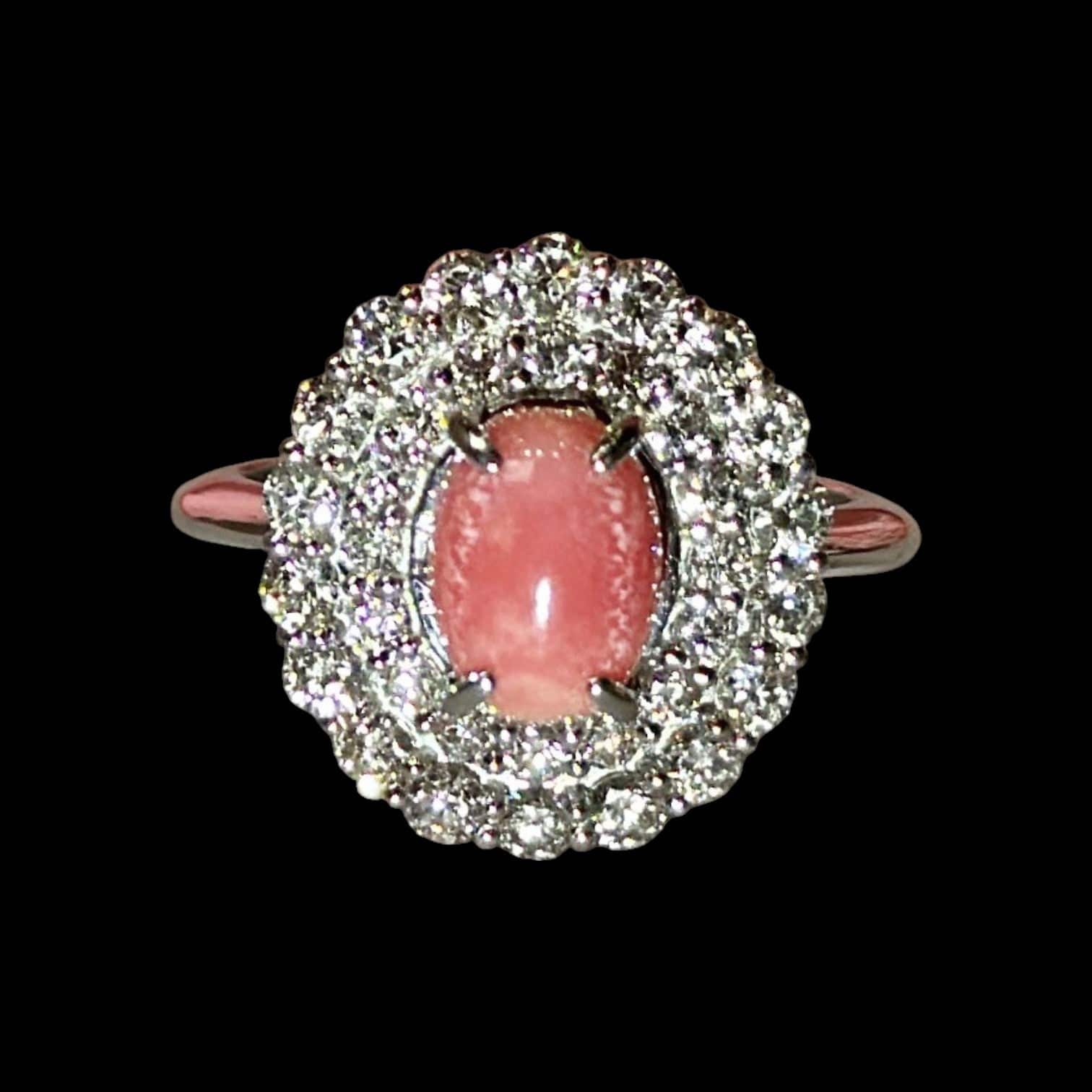 Luxury Promise 2.21ct Conch Pearl & 1.2ct Diamond Ring set in Platinum