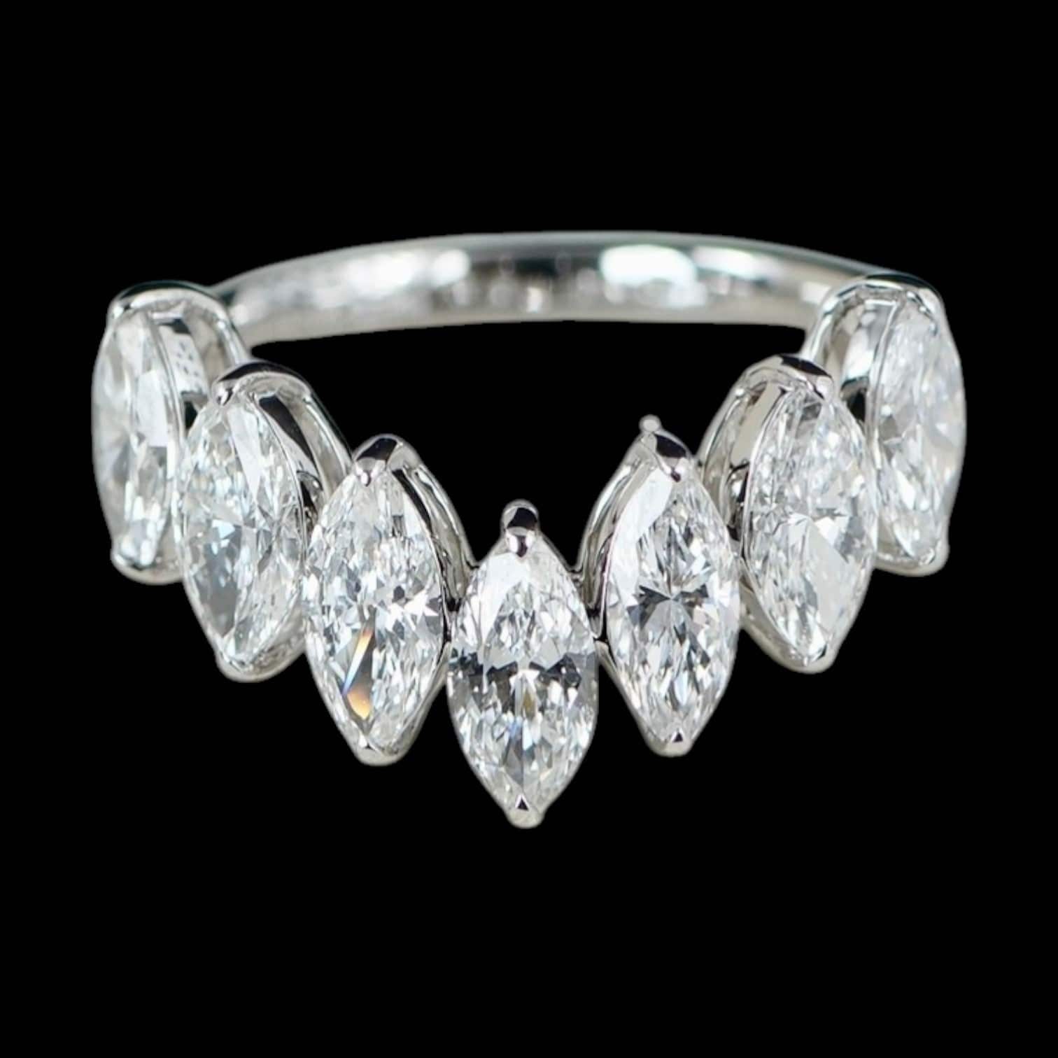 Luxury Promise 2.22ct GIA Natural White Diamond Marquise Eternity Ring set in 18K White Gold