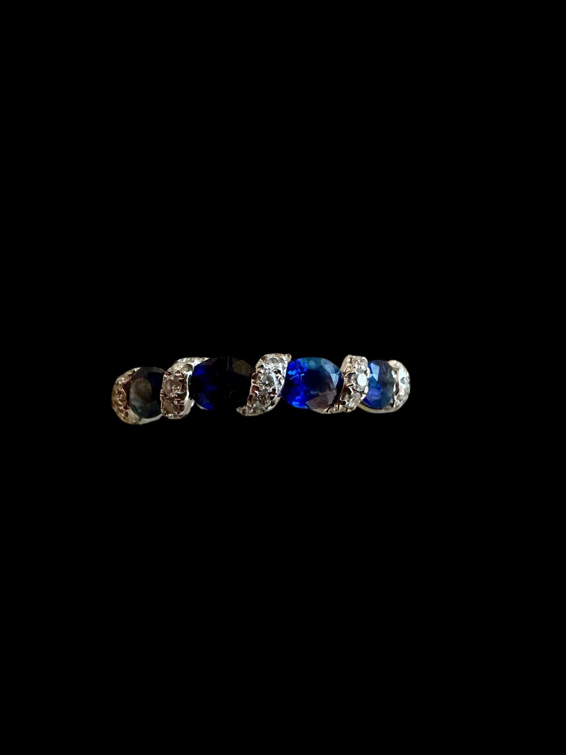 Luxury Promise 2.96ct Blue Sapphire Eternity Ring with 0.405ct Diamonds