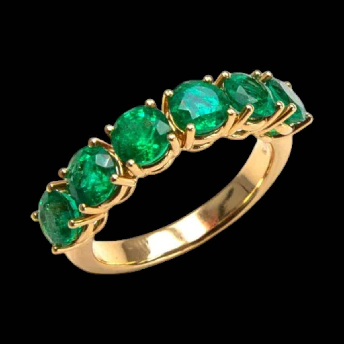 Luxury Promise 3.01ct Zambian Emerald Eternity Band set in 18K Yellow Gold