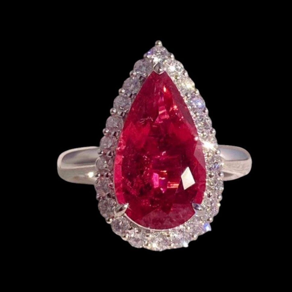 Luxury Promise 4.22ct "Fuschia Rose" Rubellite Tourmaline & 0.68ct Diamond Ring set in 18 White Gold