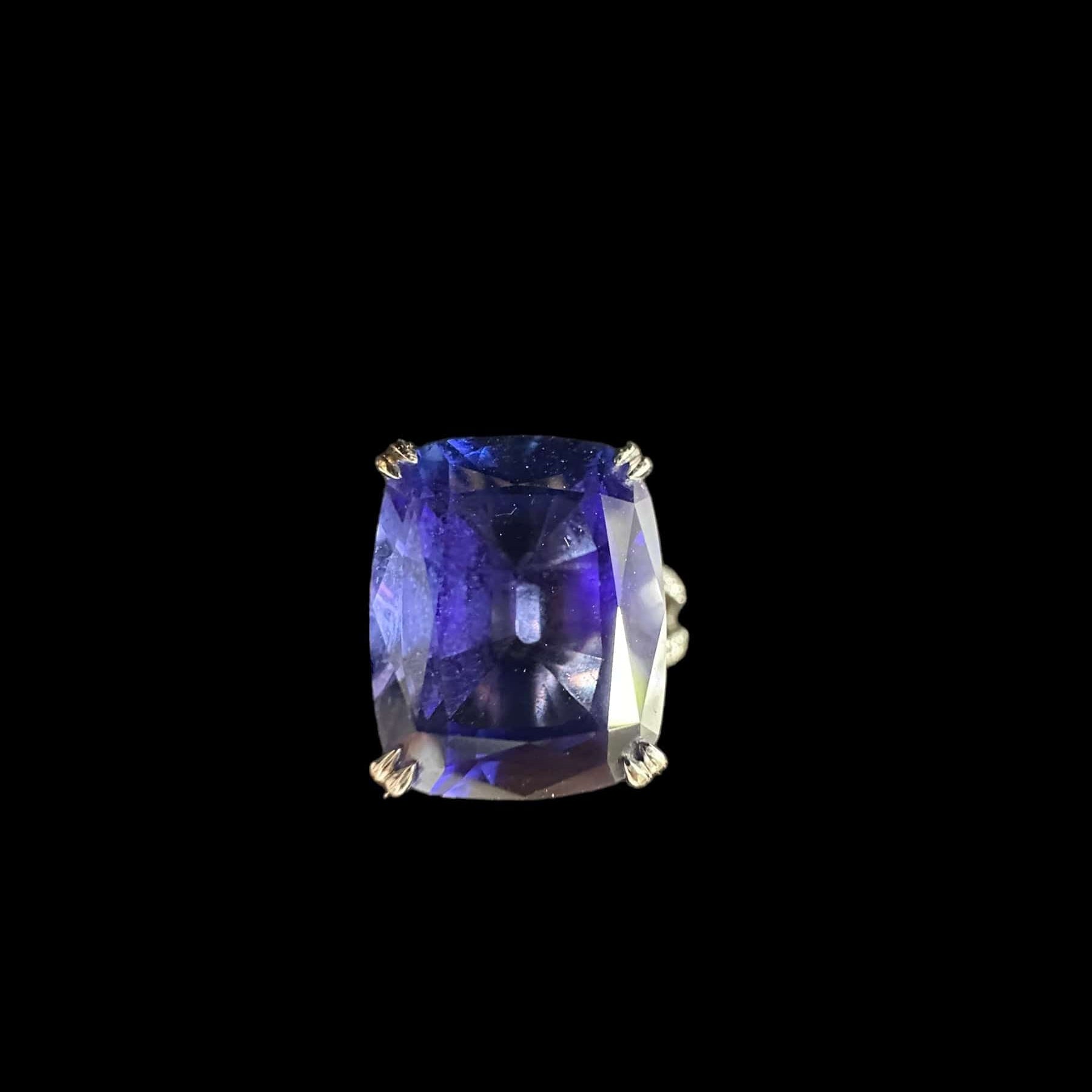 Luxury Promise Cushion Cut Tanzanite & Diamond Ring