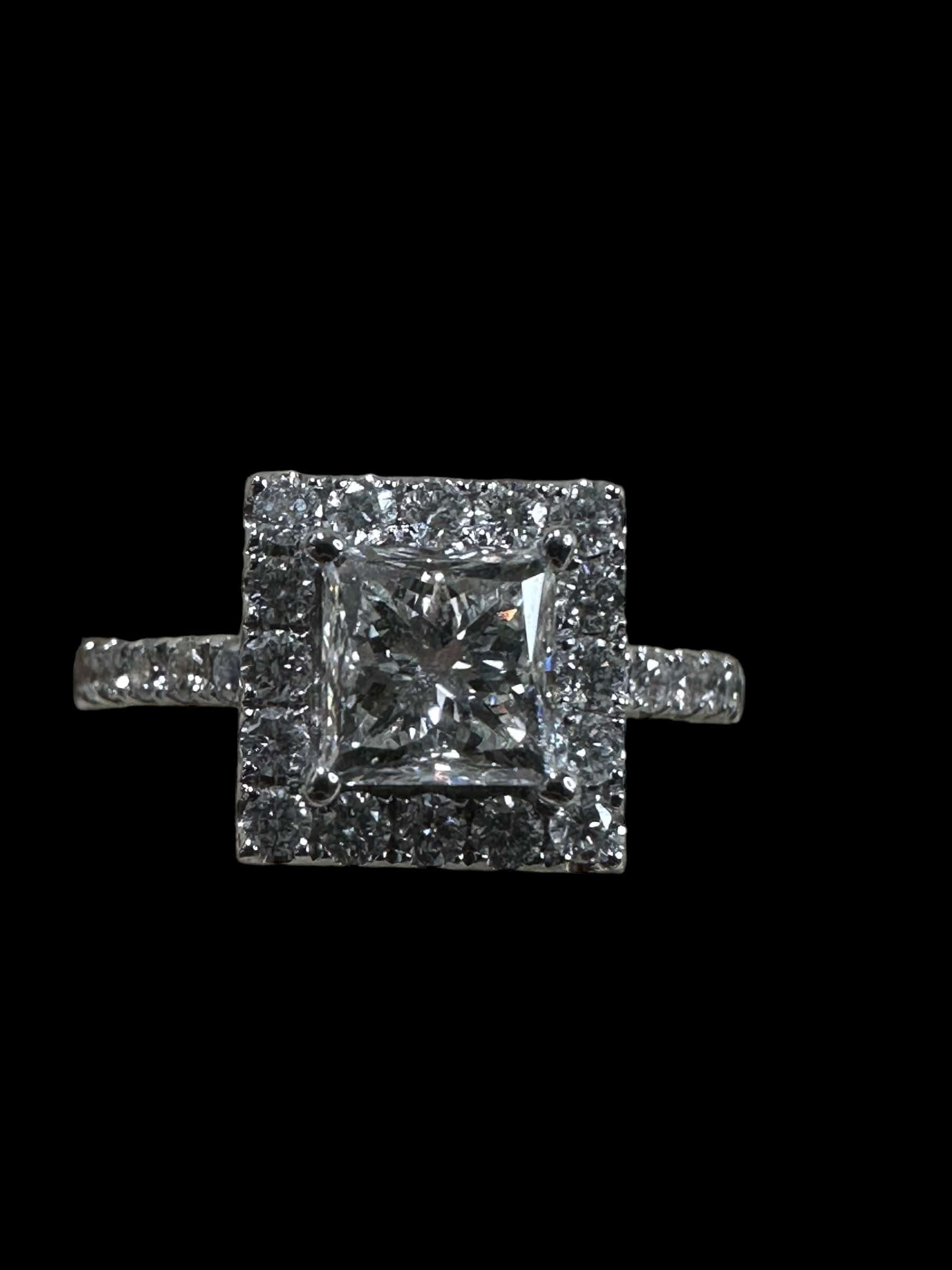 Luxury Promise GIA Certified Princess Cut Diamond Ring set in 18K White Gold