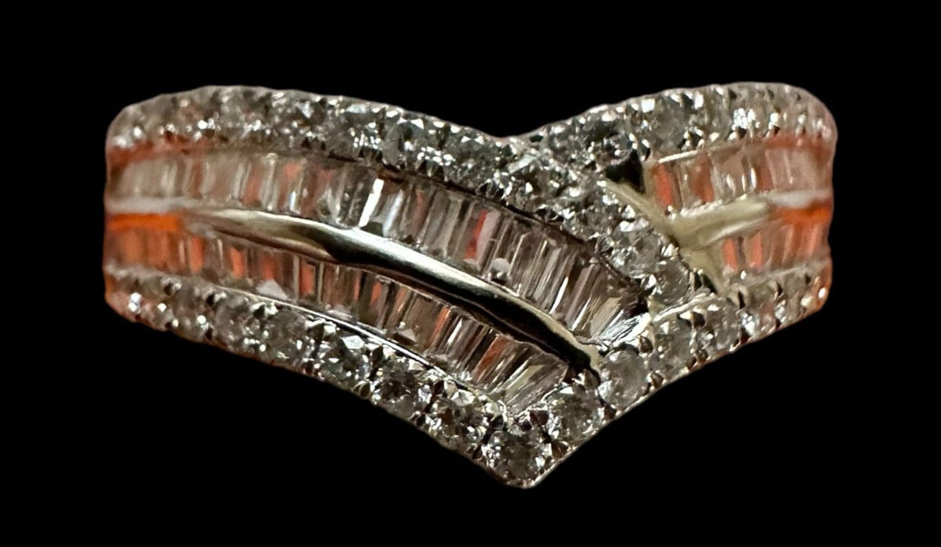 Luxury Promise Natural Diamond Point Ring set in 18K White Gold